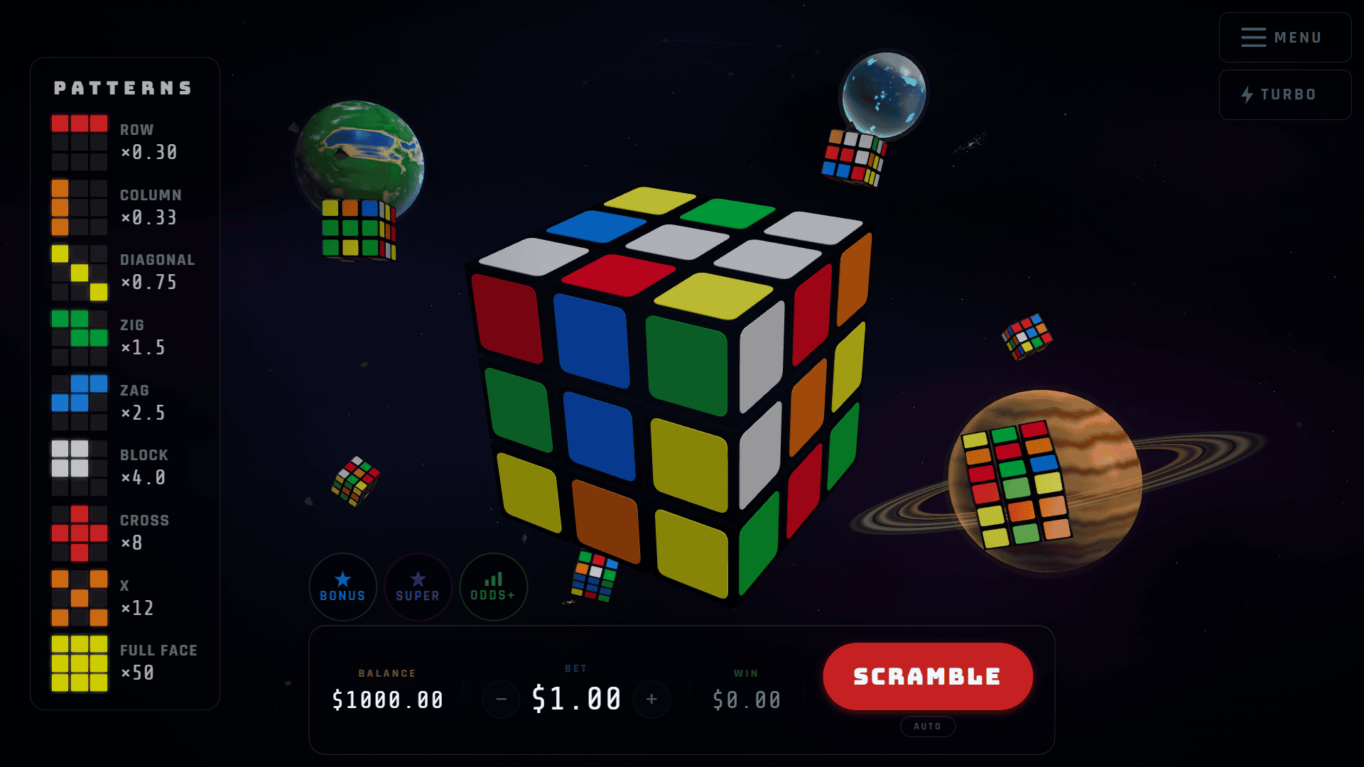 Cube 3D slot gameplay reels