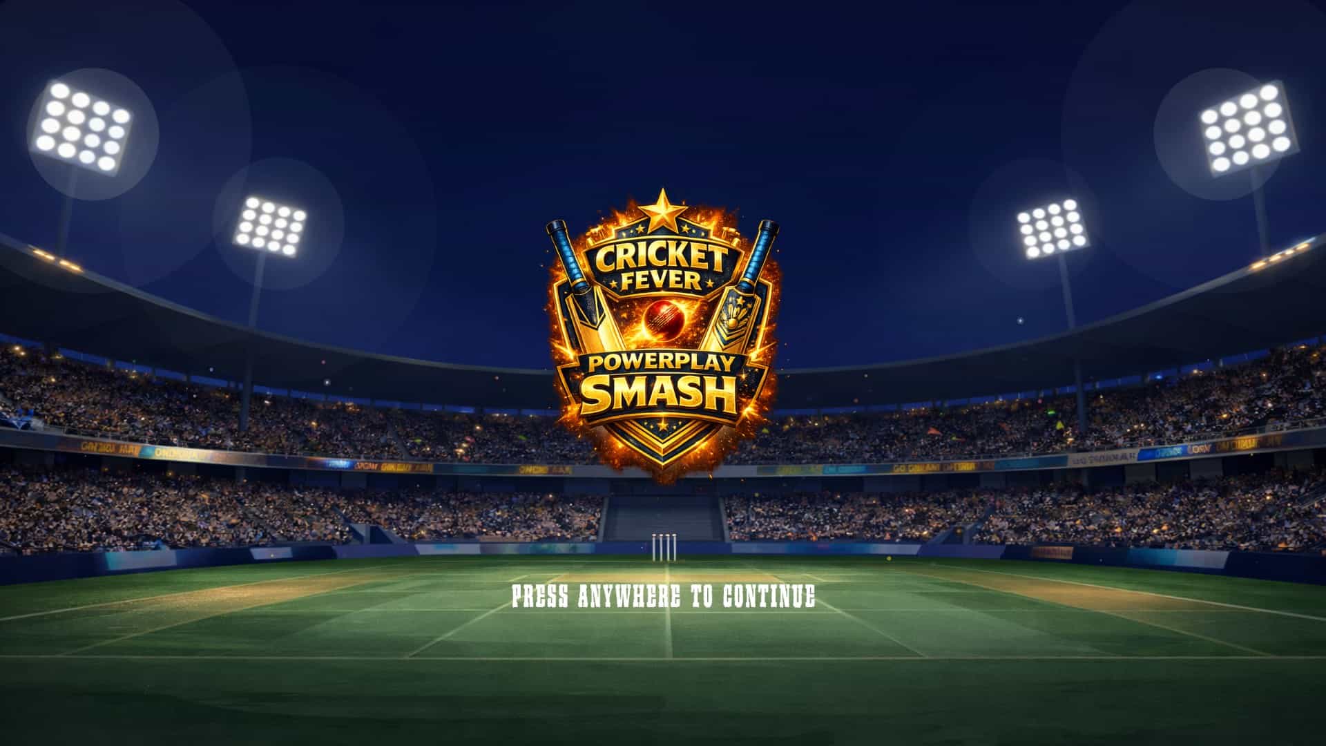Cricket Fever: PowerPlay Smash slot intro screen