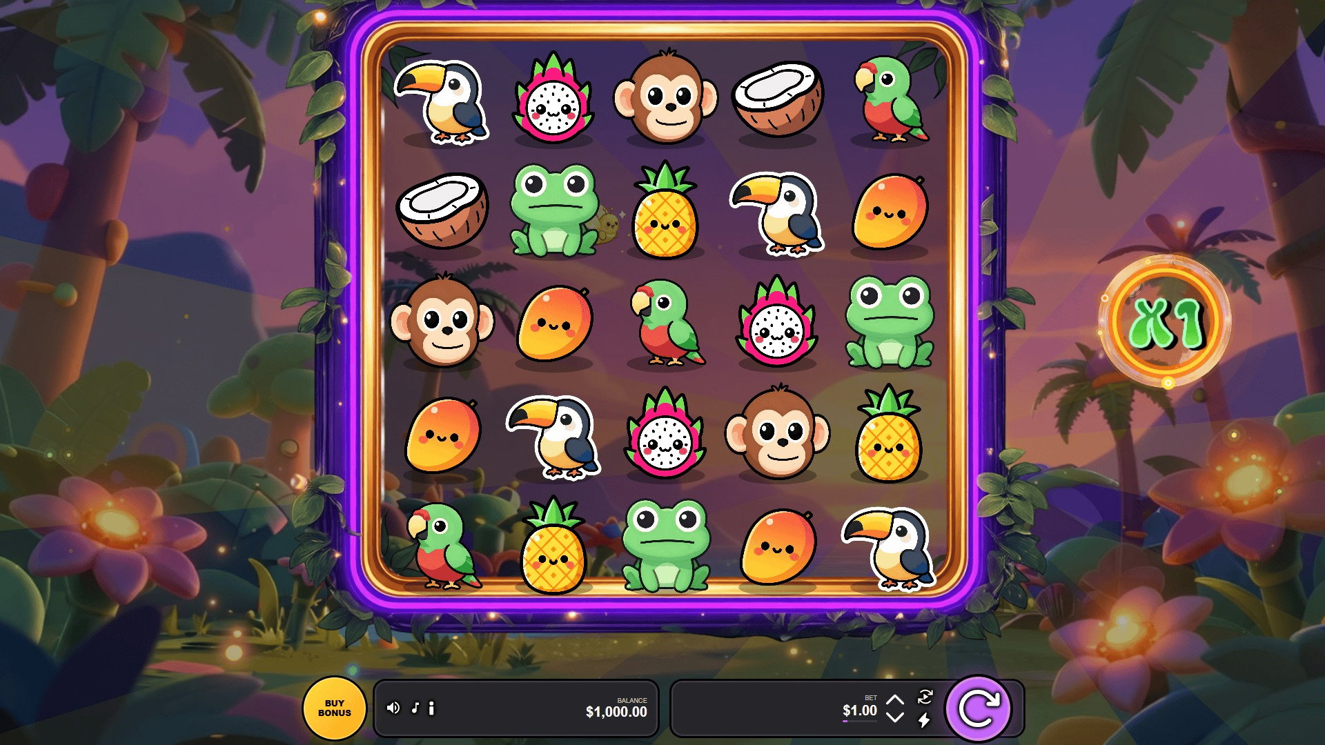 Tropical Vibes FireFly slot gameplay reels