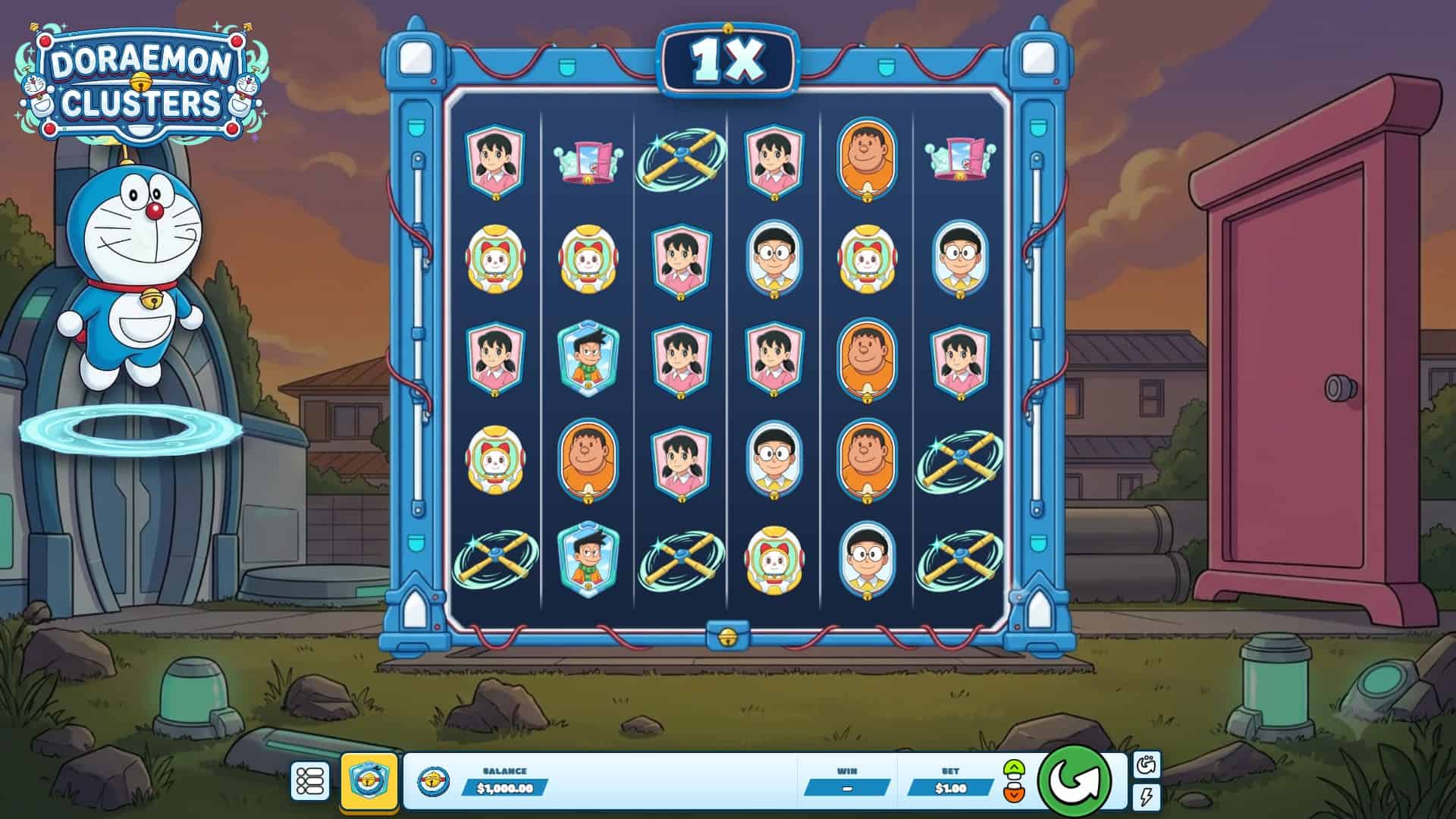 Doraemon Clusters slot gameplay reels