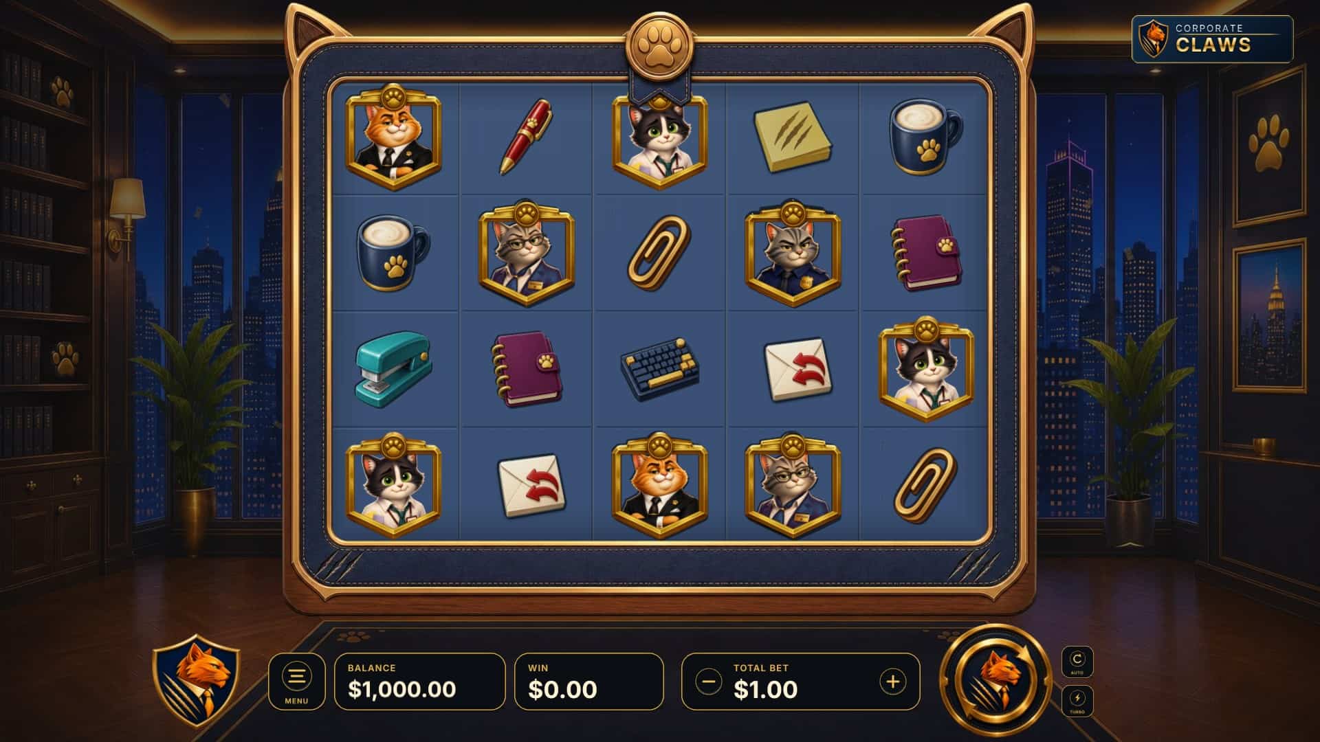Corporate Claws slot gameplay reels