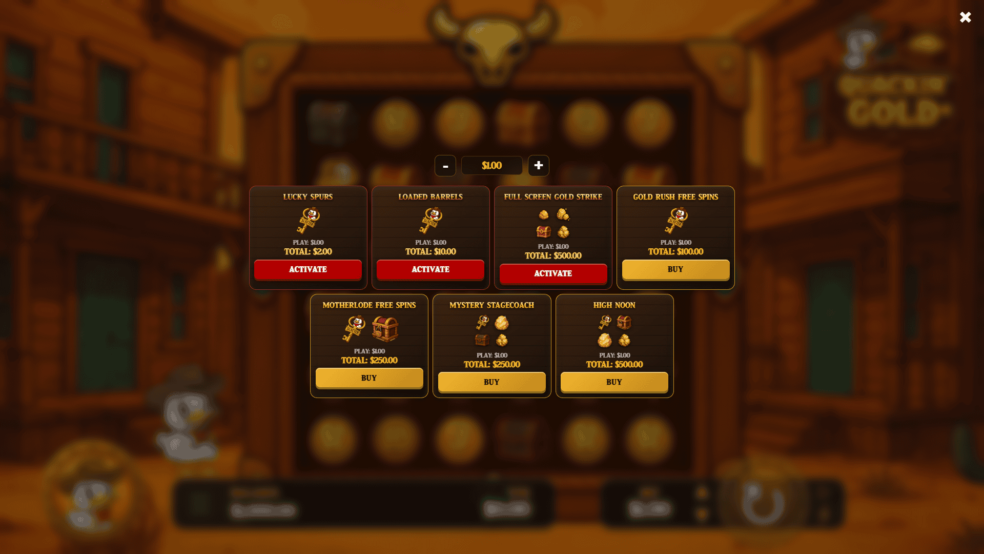Quackin Gold bonus buy menu