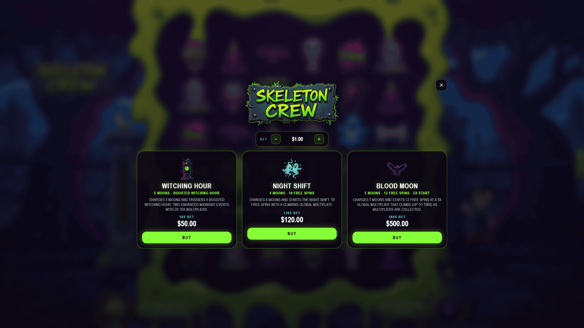 Skeleton Crew bonus buy menu