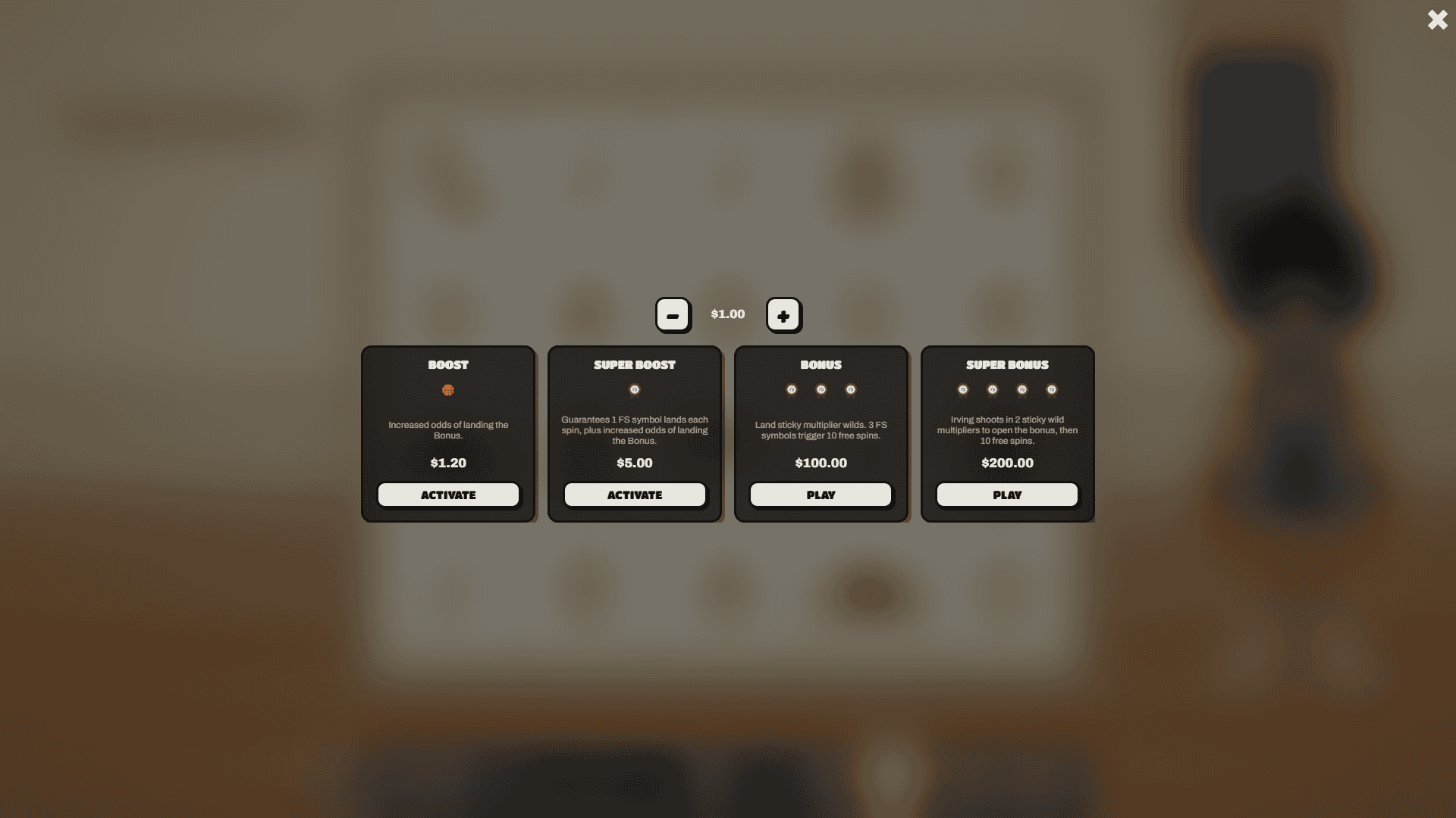 Hardwood bonus buy menu