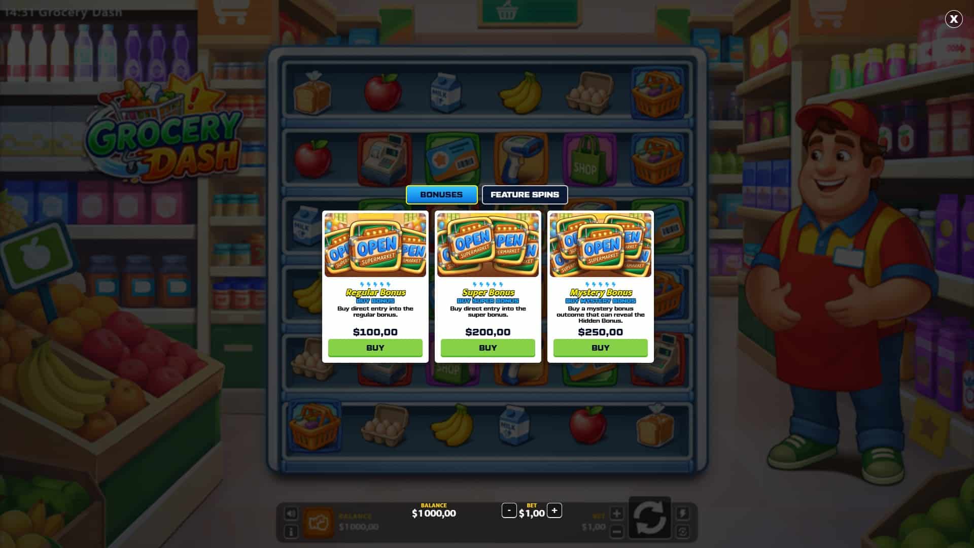Grocery Dash bonus buy menu