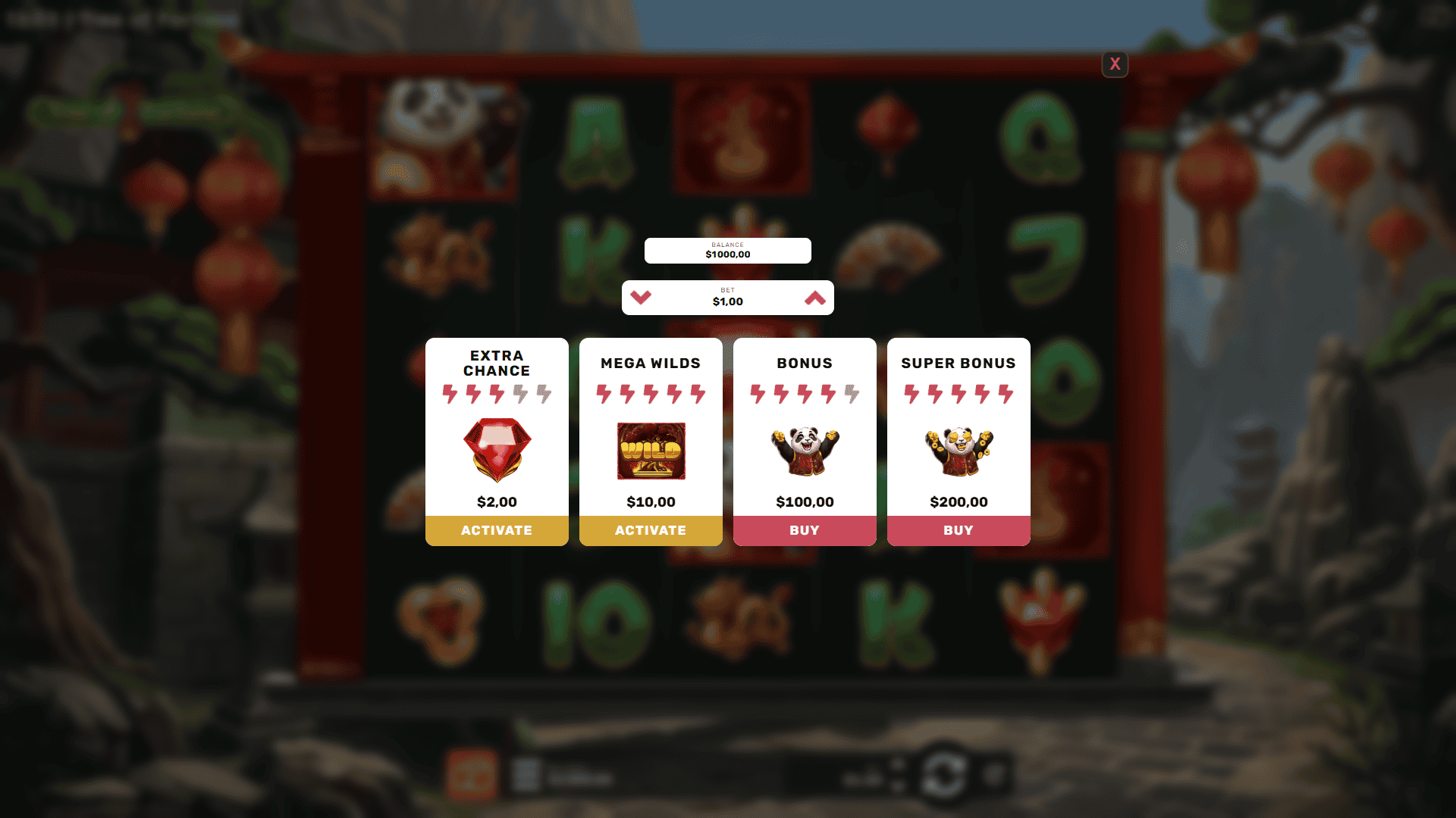 Tree of Fortune bonus buy menu