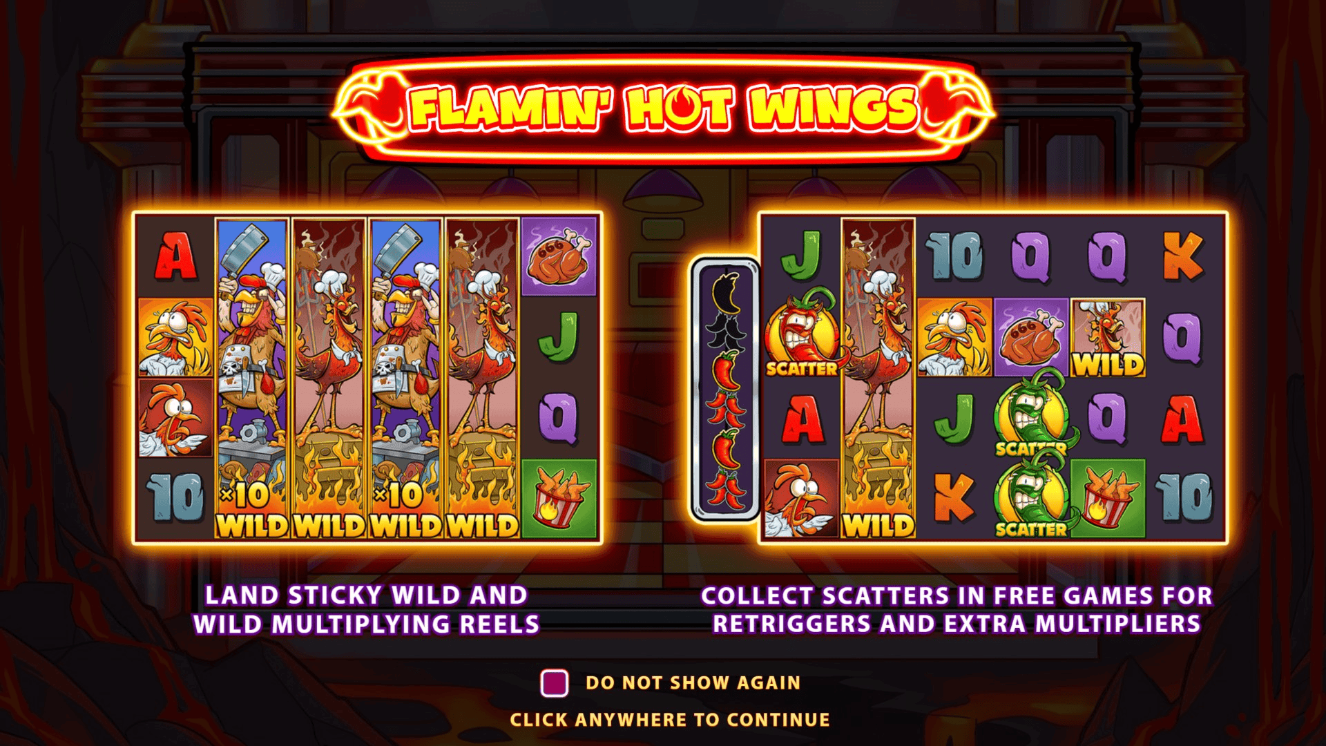 Flamin' Hot Wings slot intro screen