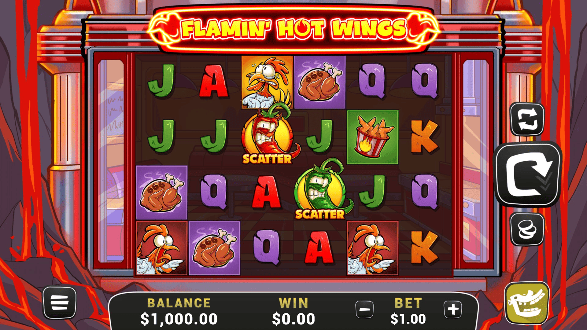 Flamin' Hot Wings slot gameplay reels