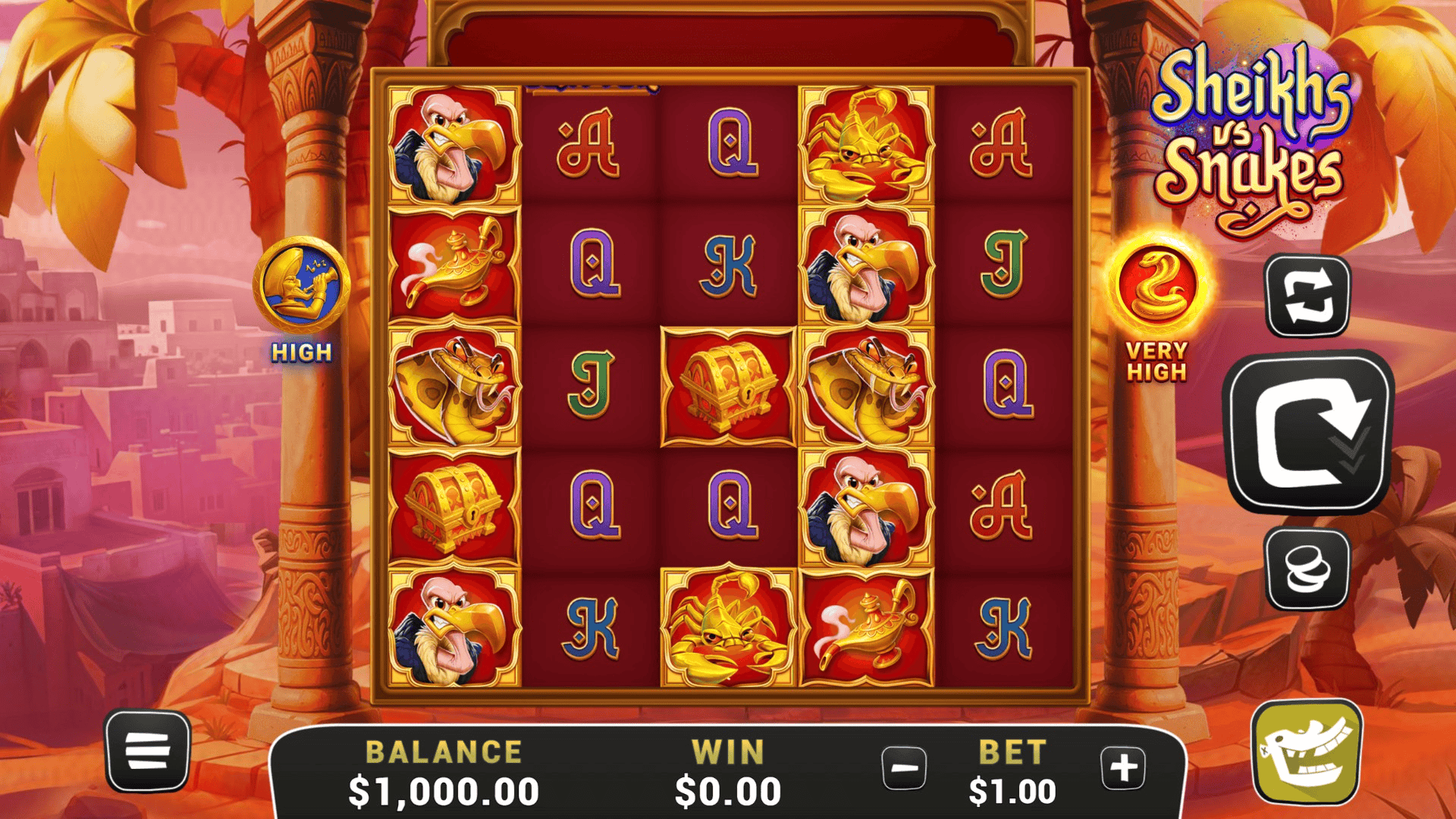 Sheikhs Vs Snakes slot gameplay reels