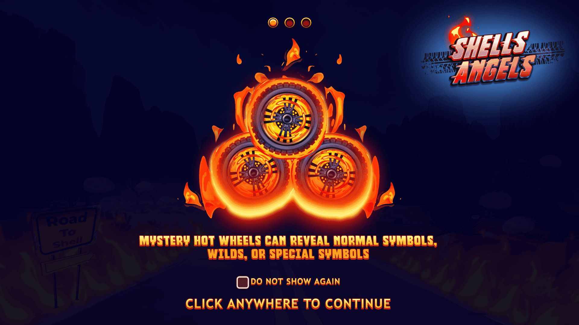 Shells Angels slot intro screen