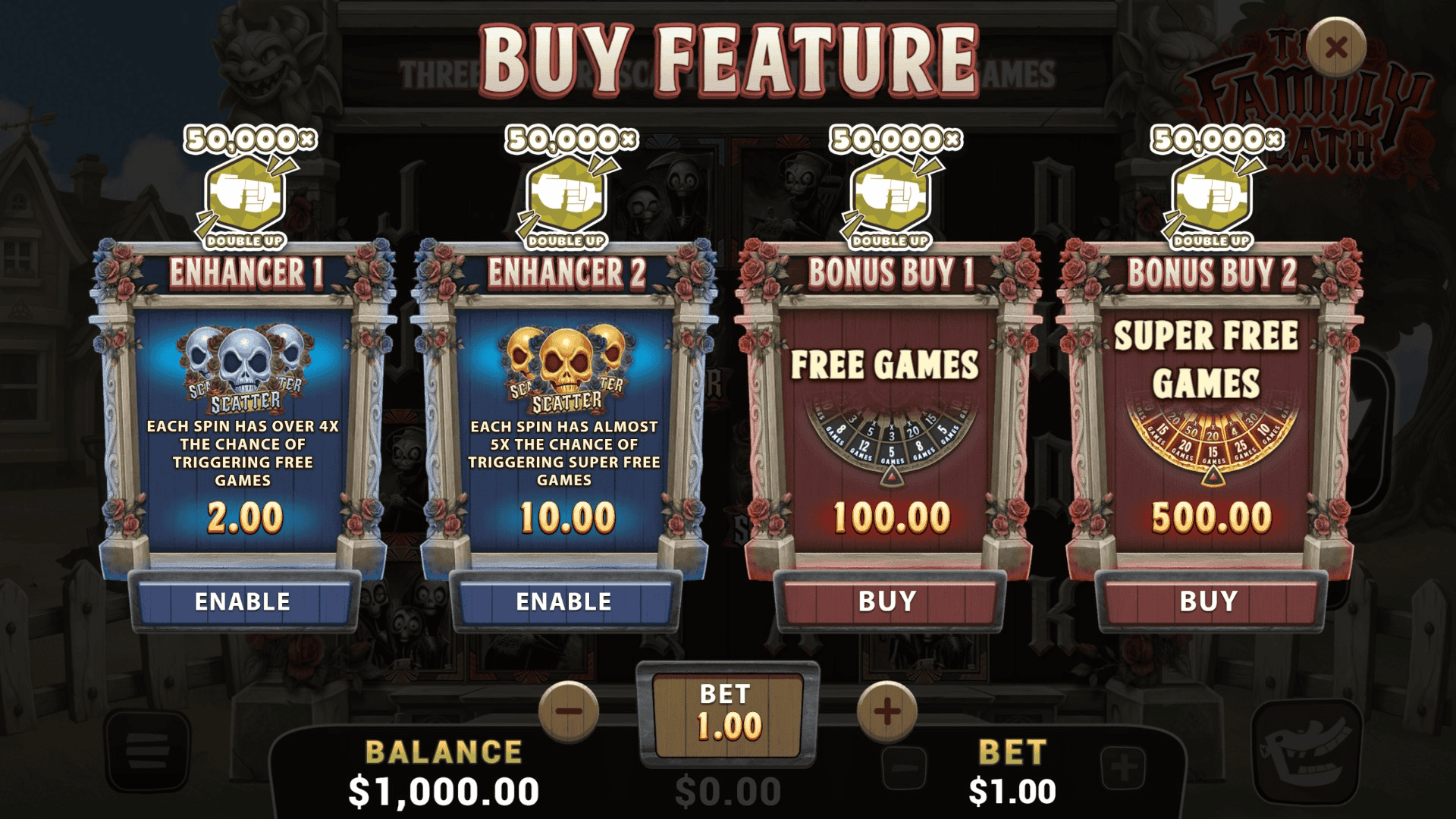 The Family Death bonus buy menu