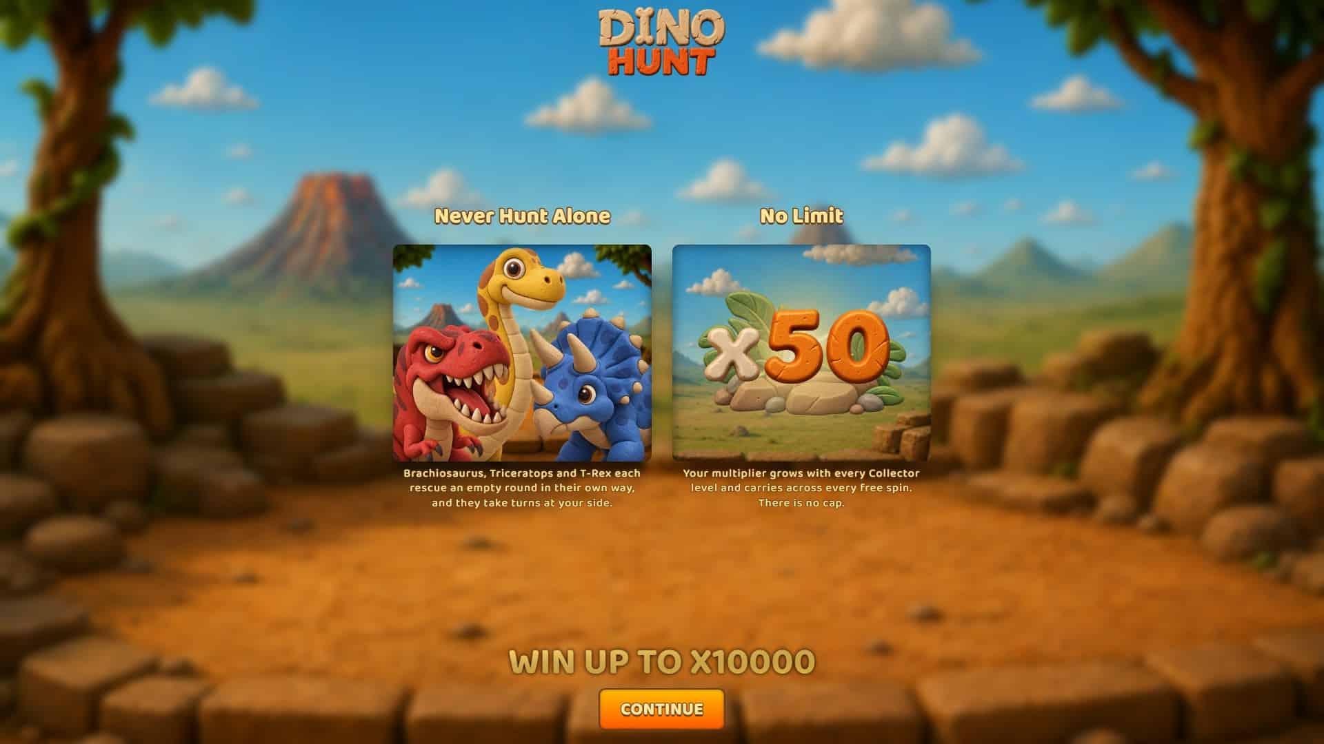 Dino Hunt slot intro screen