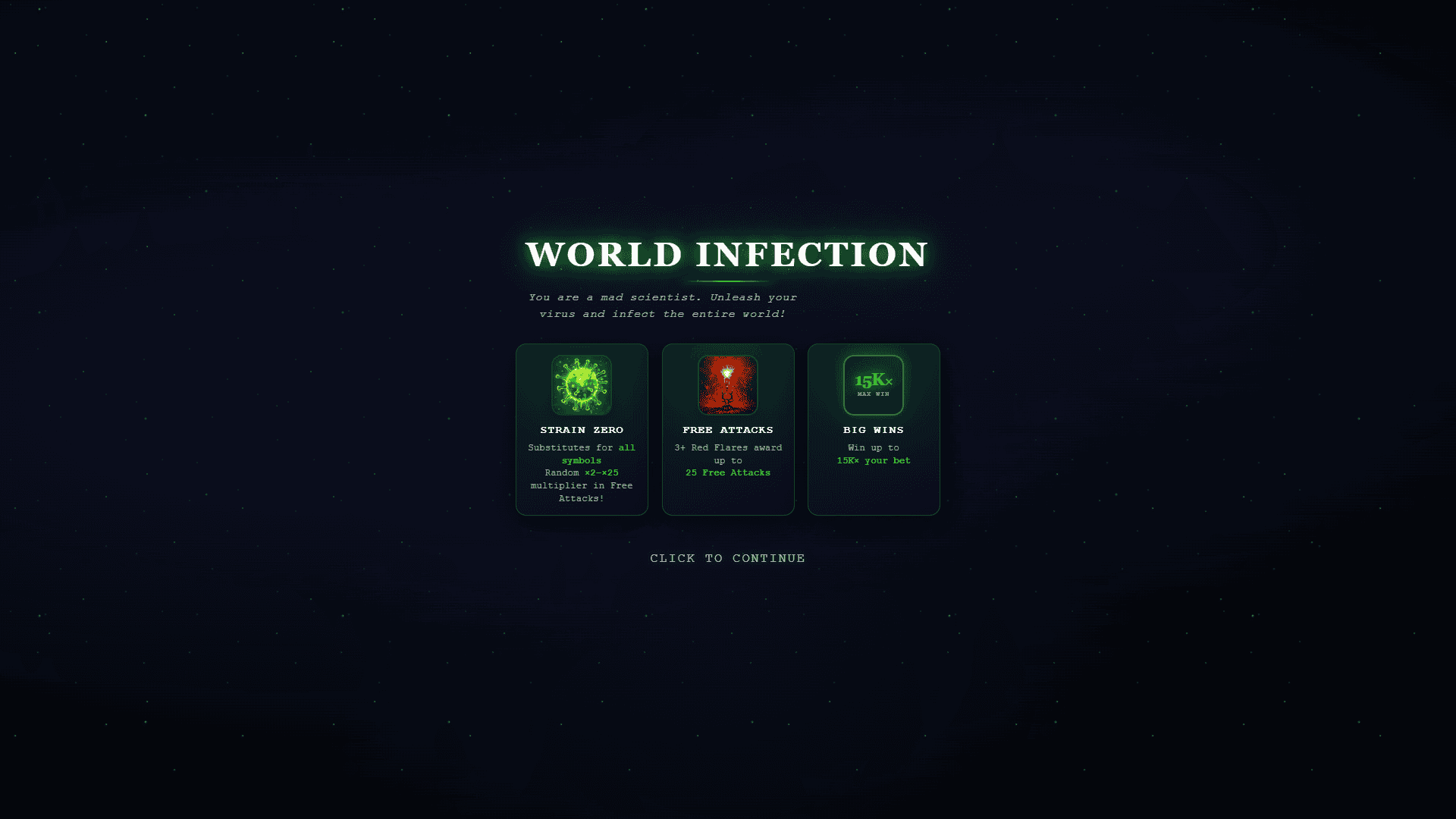 World Infection slot intro screen