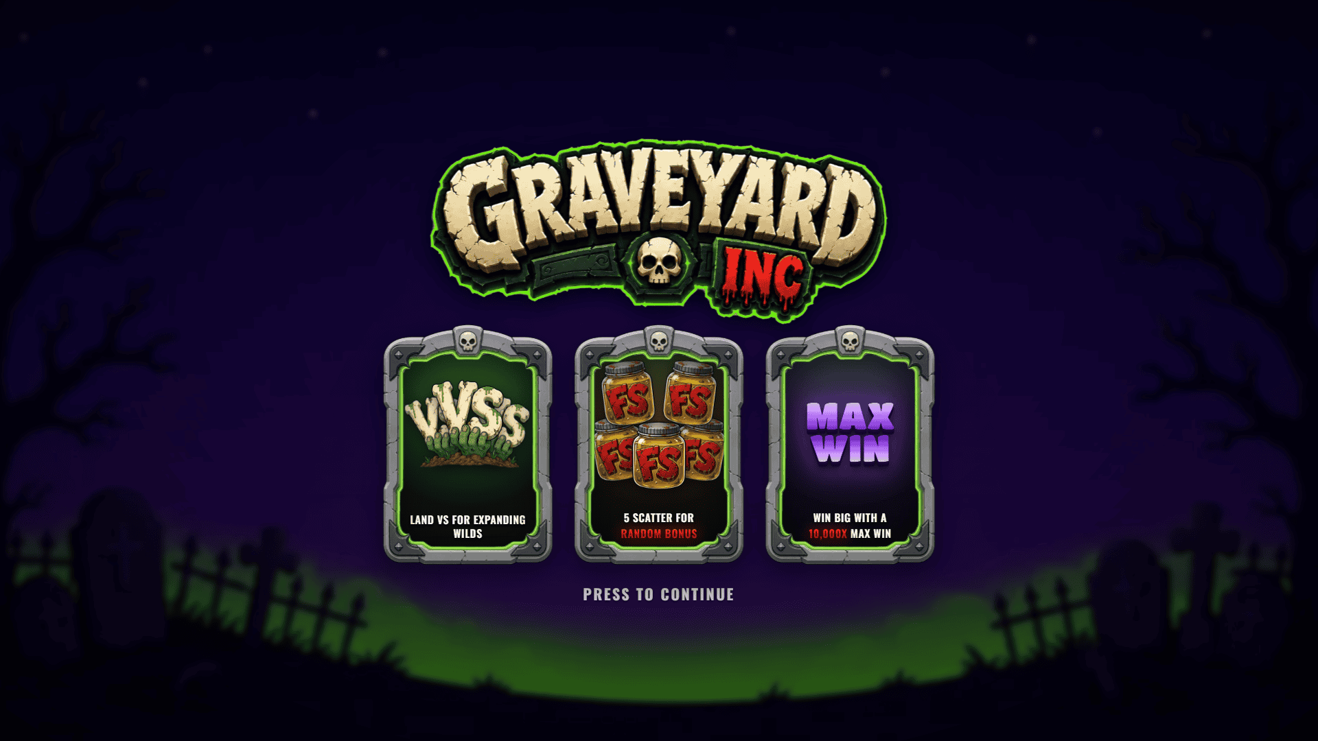 Graveyard INC. slot intro screen