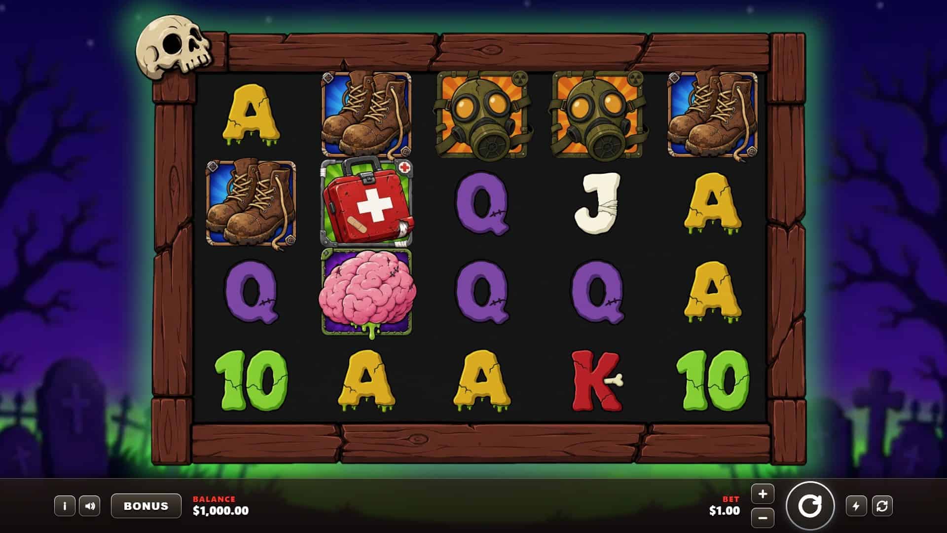 Graveyard INC. slot gameplay reels
