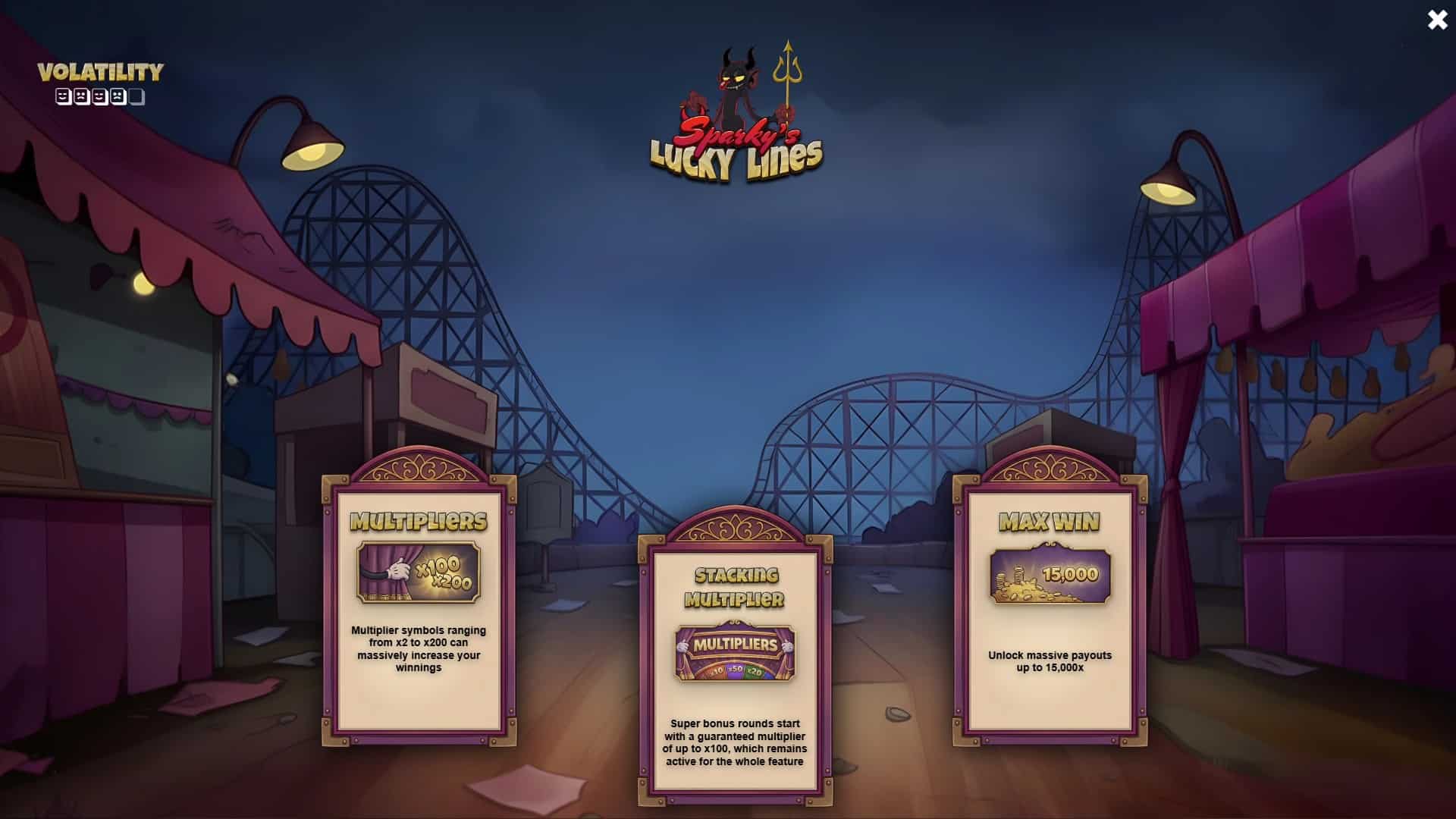 Sparky&rsquo;s Lucky Lines slot intro screen