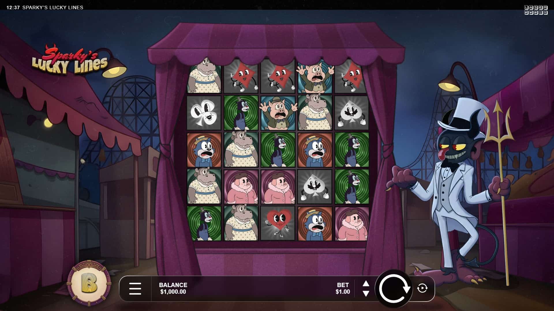 Sparky&rsquo;s Lucky Lines slot gameplay reels