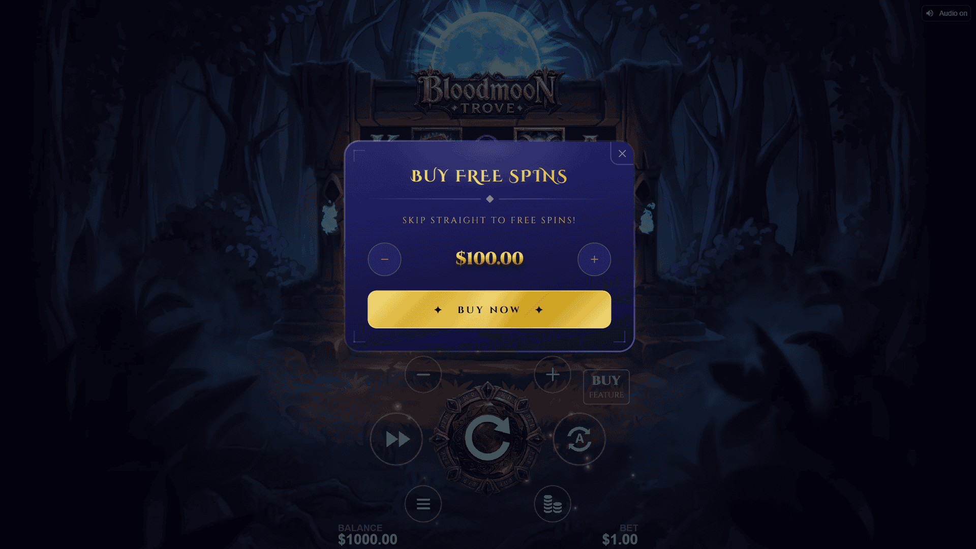 Bloodmoon Trove bonus buy menu