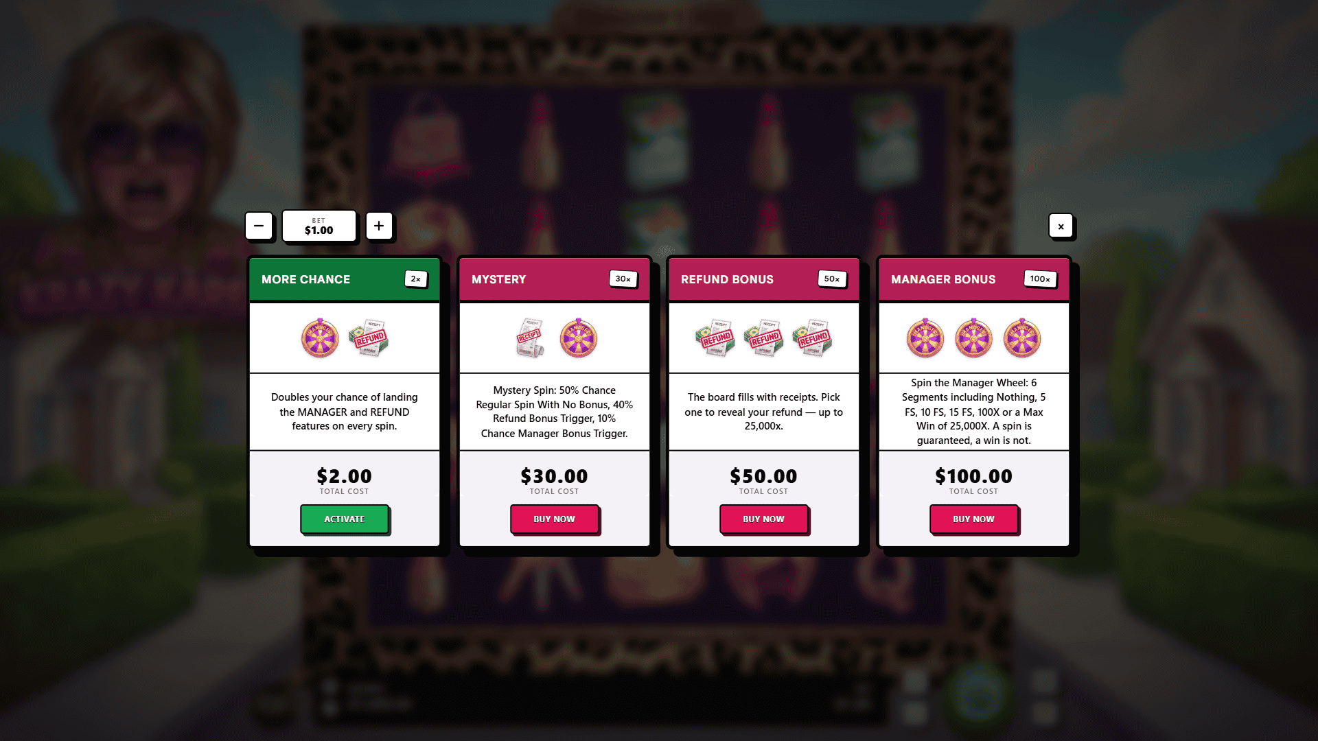 Krazy Karen bonus buy menu
