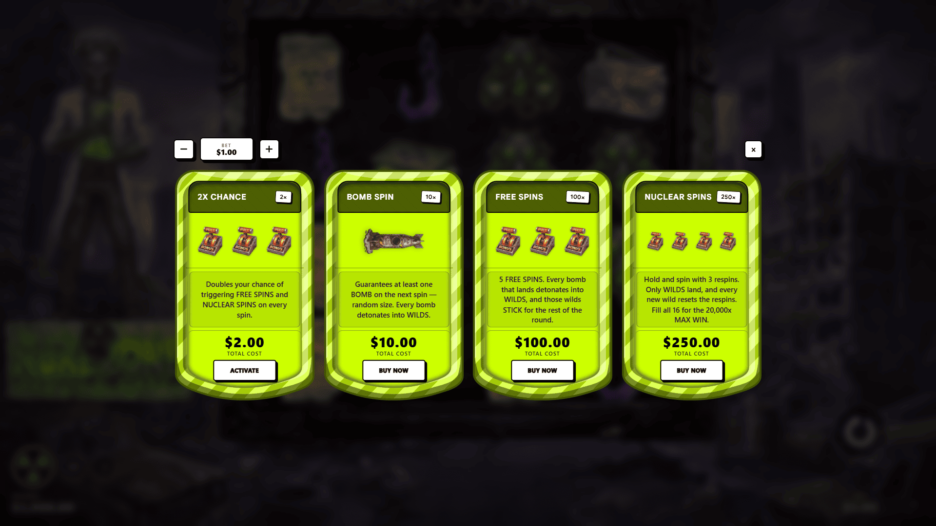 Nuke Zone bonus buy menu