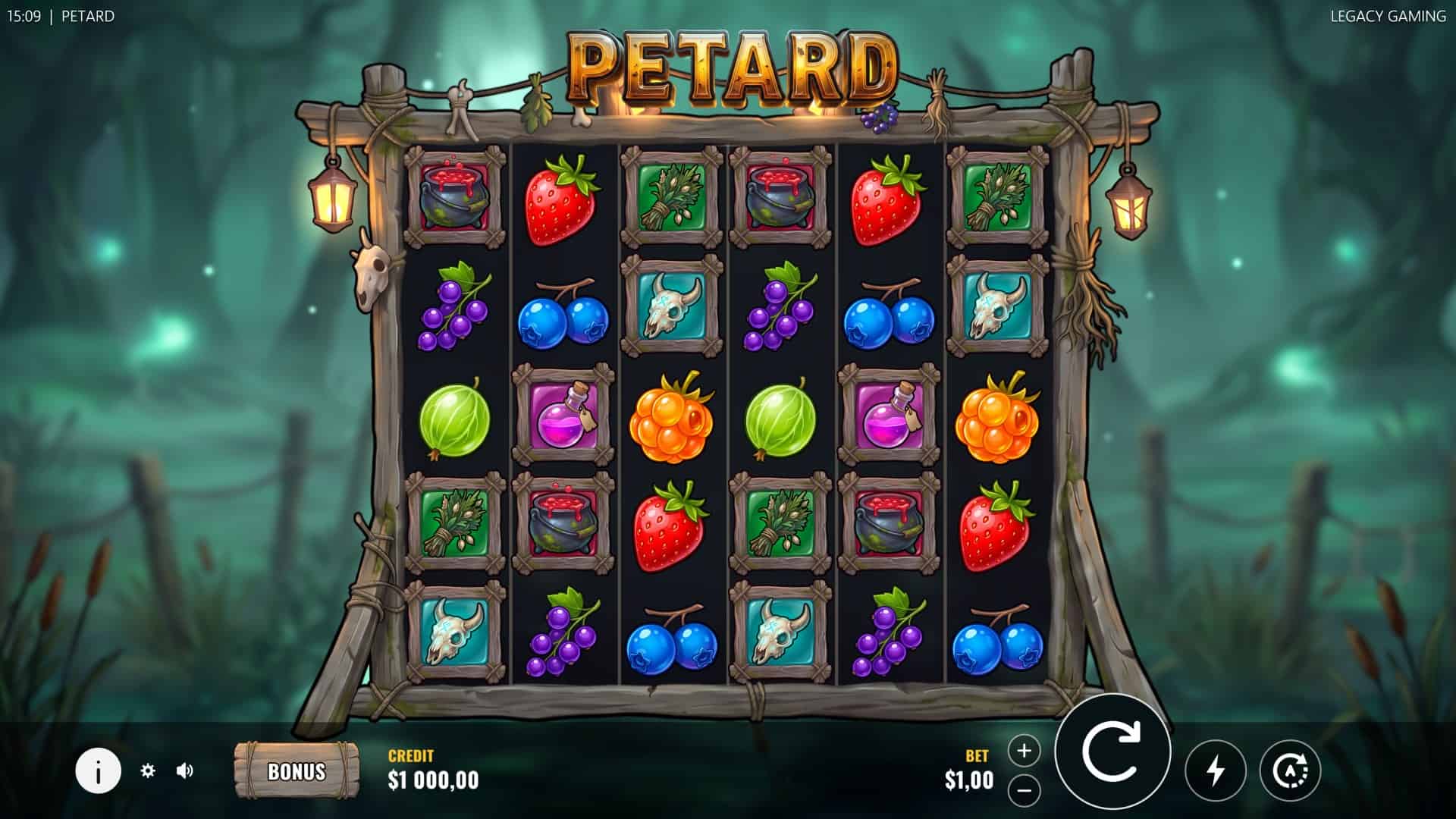Petard slot gameplay reels