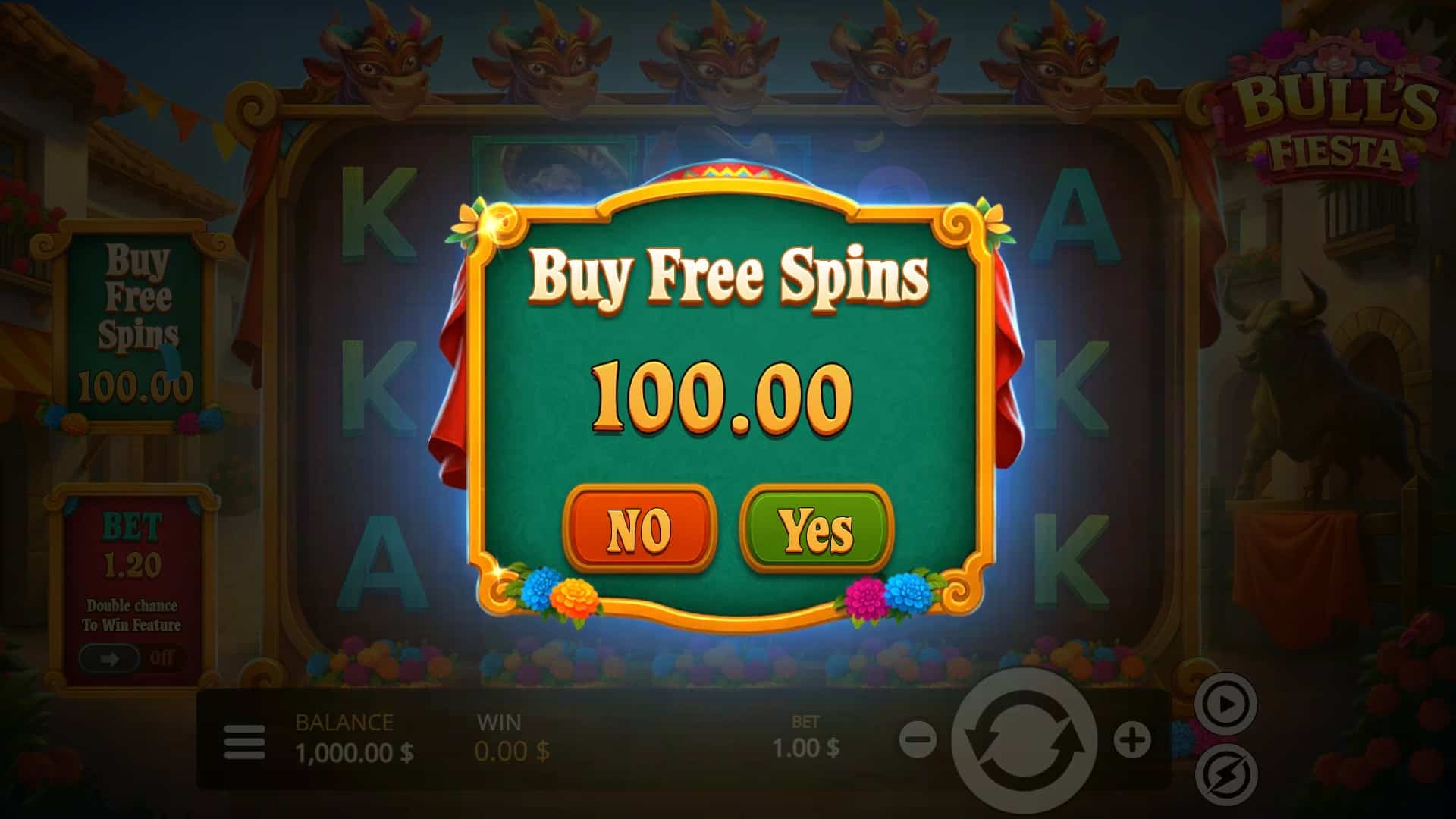 Bulls Fiesta bonus buy menu