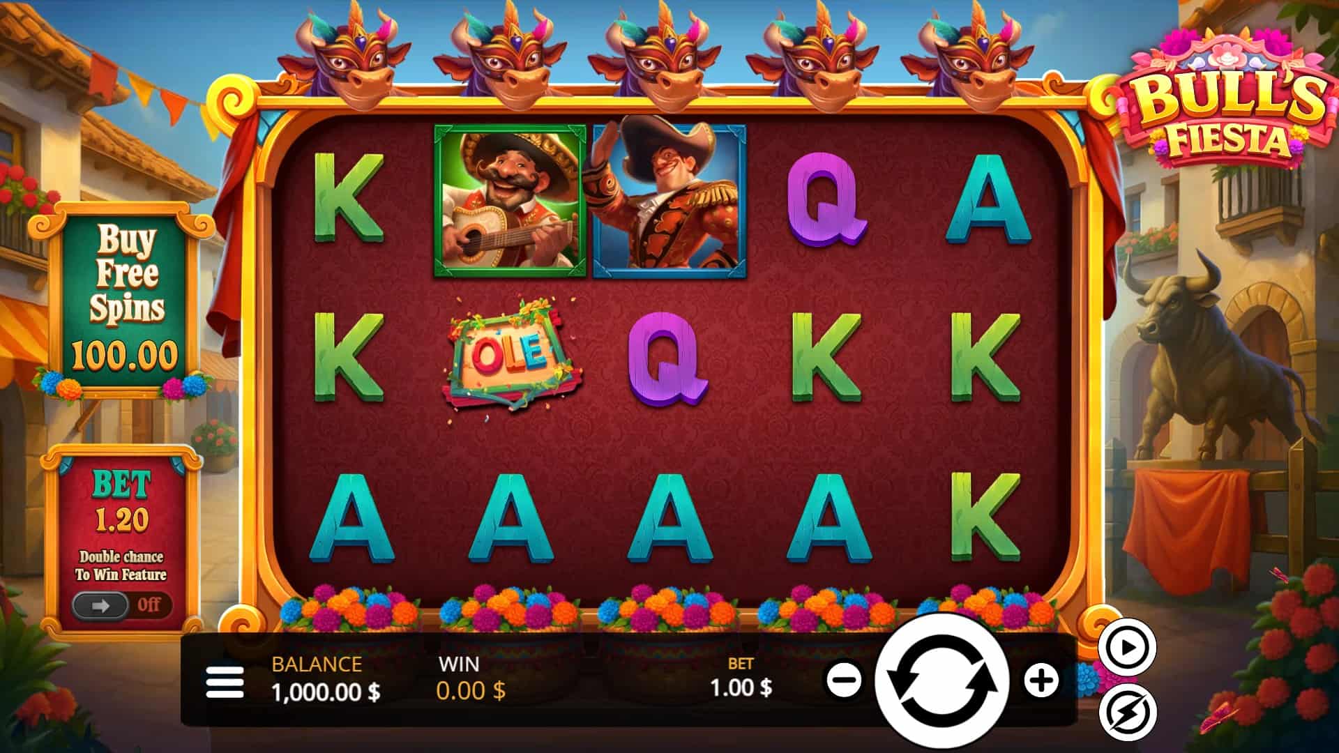 Bulls Fiesta slot gameplay reels