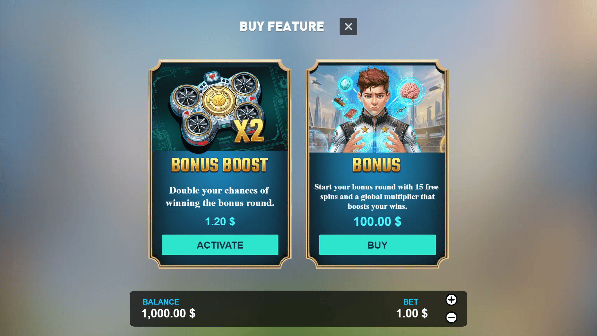 Future Heros bonus buy menu
