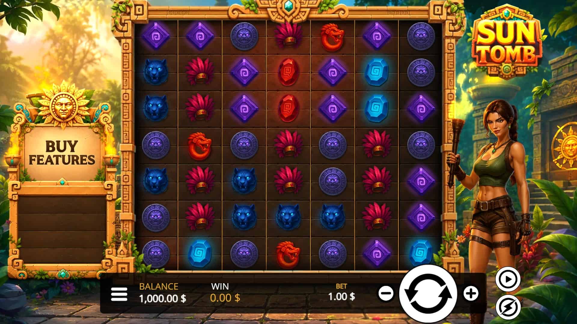 Sun Tomb slot gameplay reels