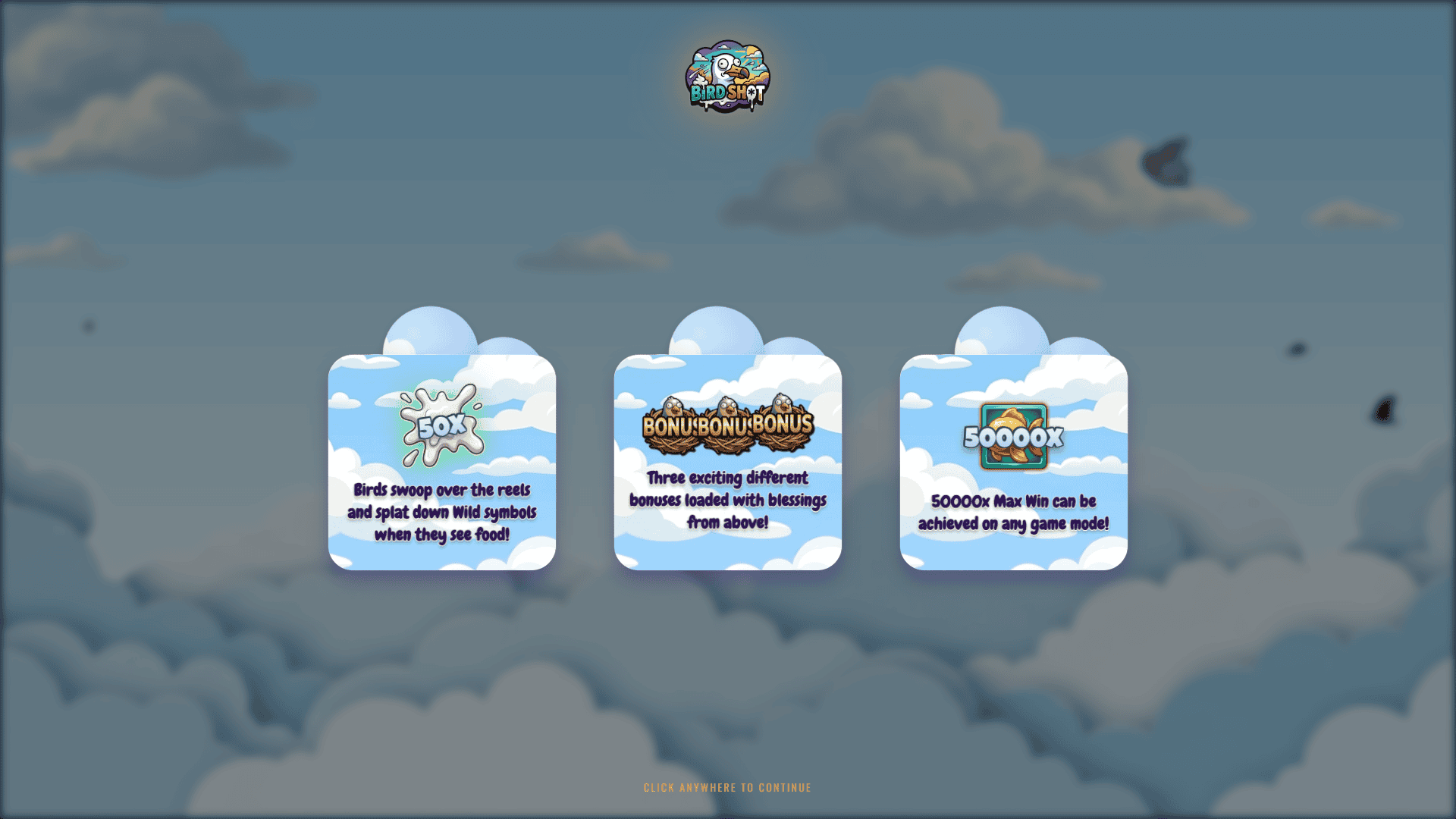 Birdshot slot intro screen