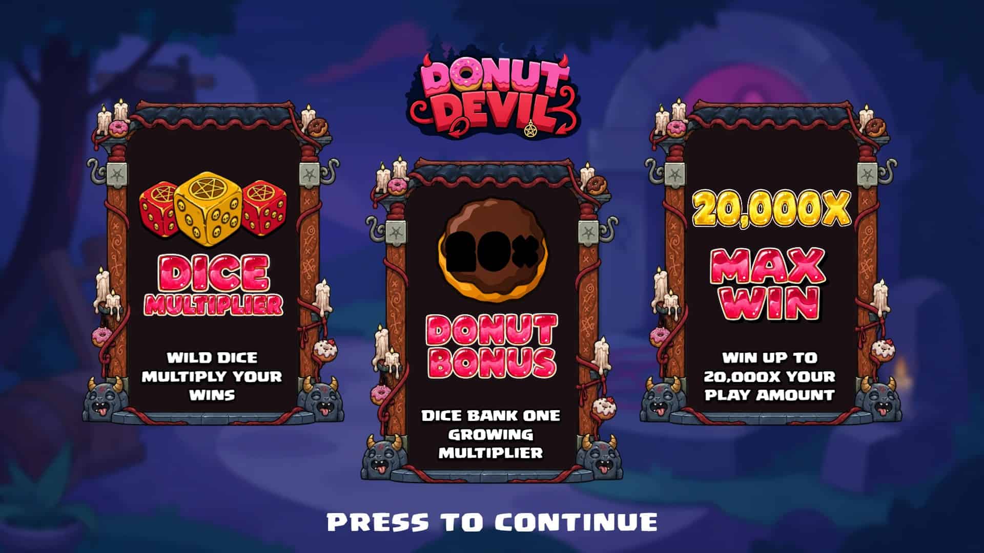 Donut Devil slot intro screen