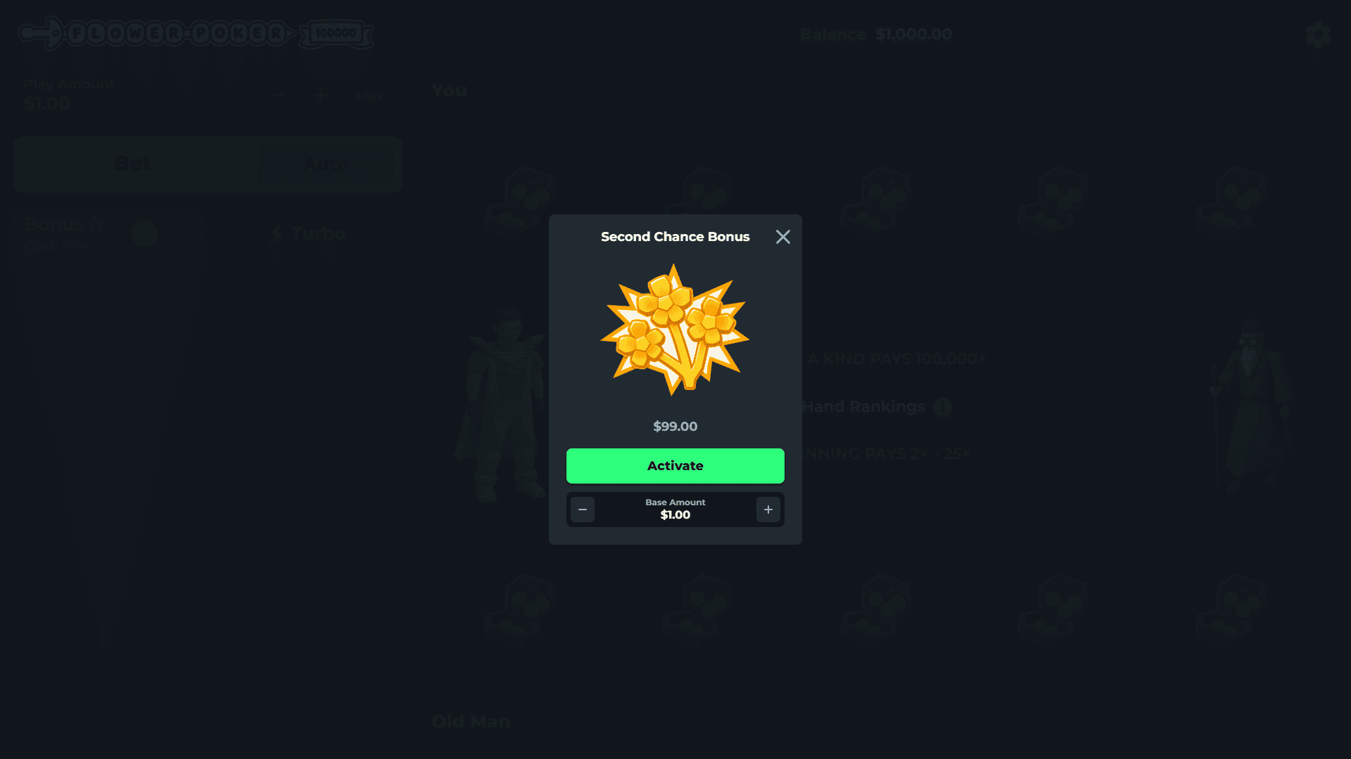 Flower Poker bonus buy menu