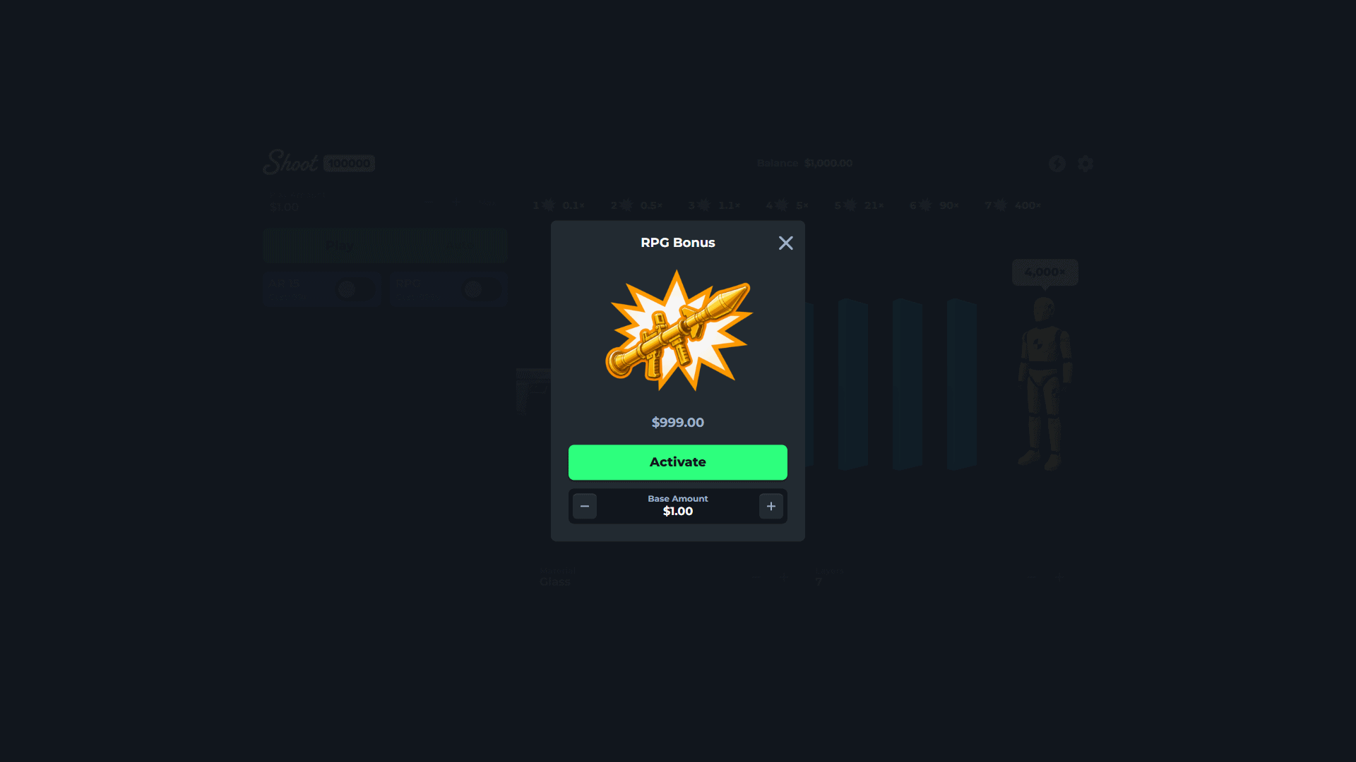 Shoot 100000 bonus buy menu