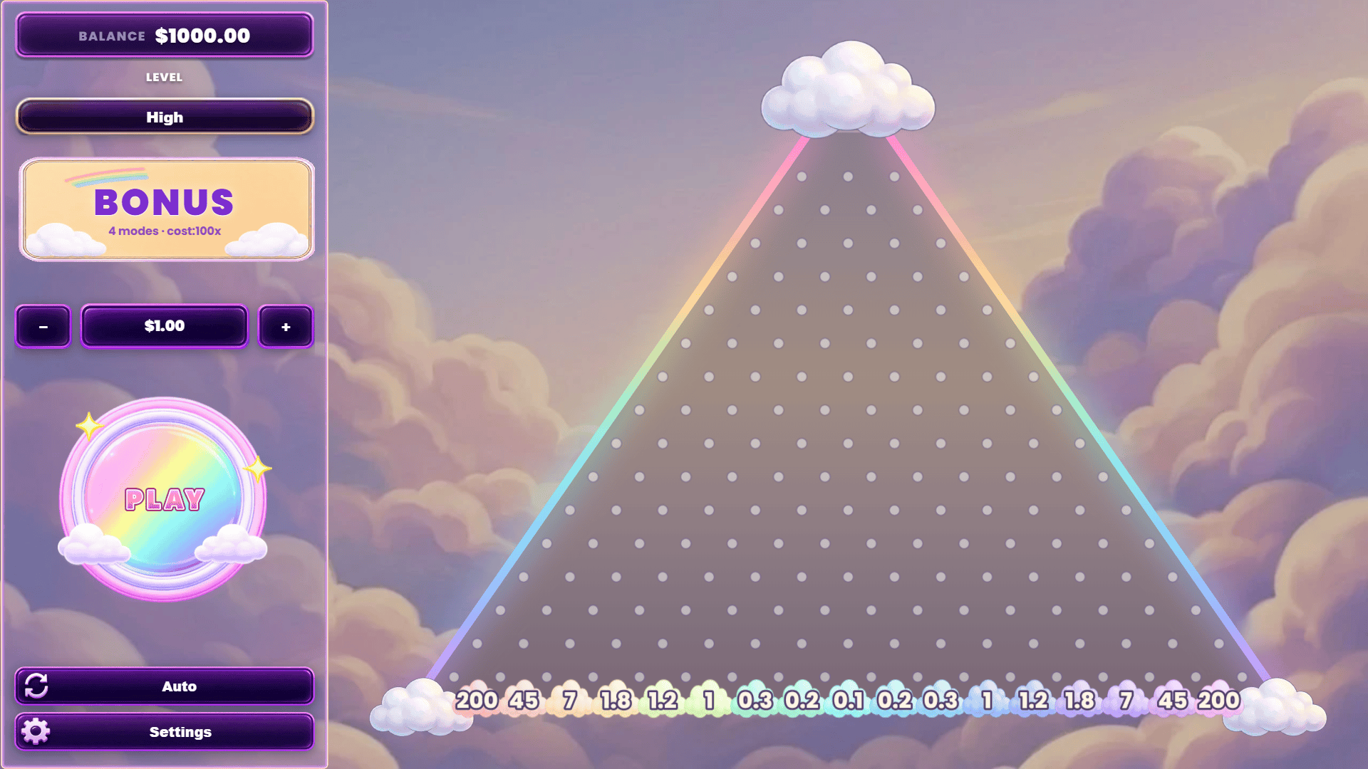 Color Plinko slot gameplay reels