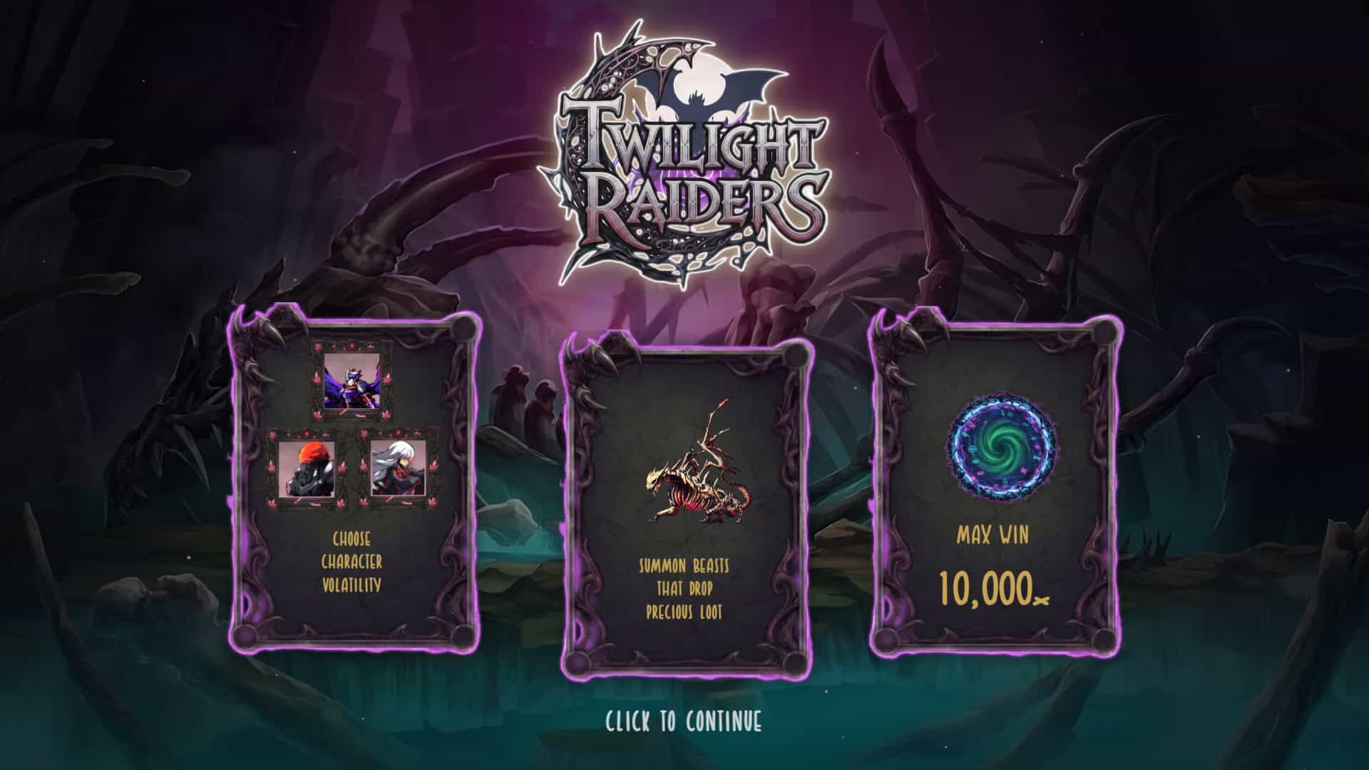 Twilight Raiders slot intro screen