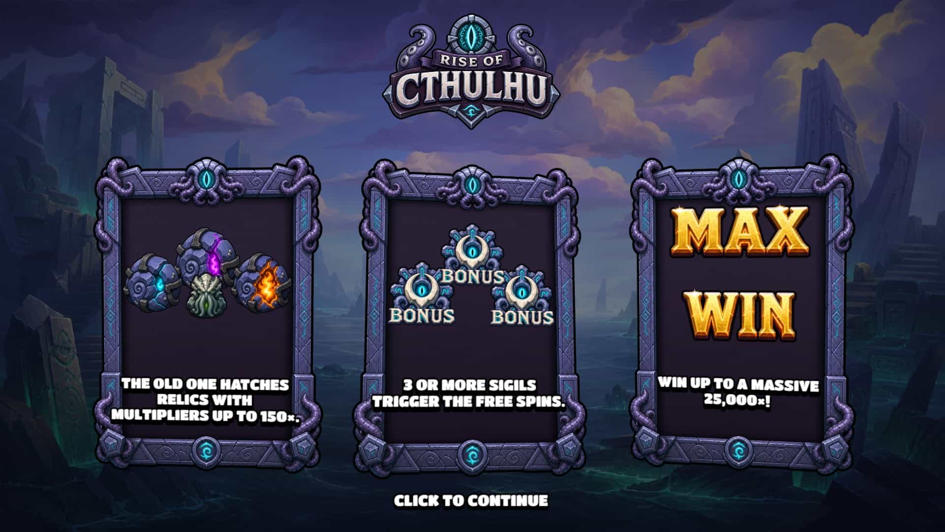 Rise Of Cthulhu slot intro screen