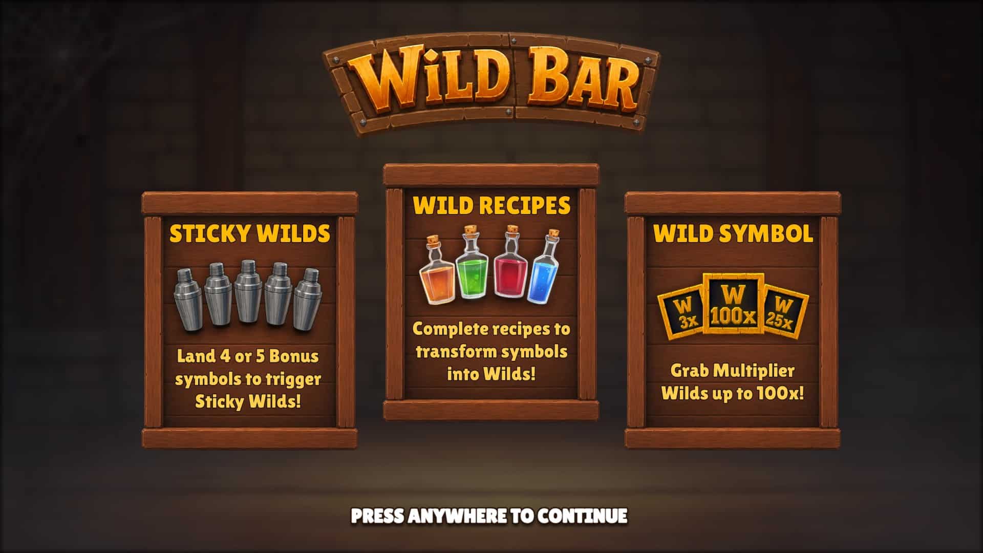 Wild Bar slot intro screen
