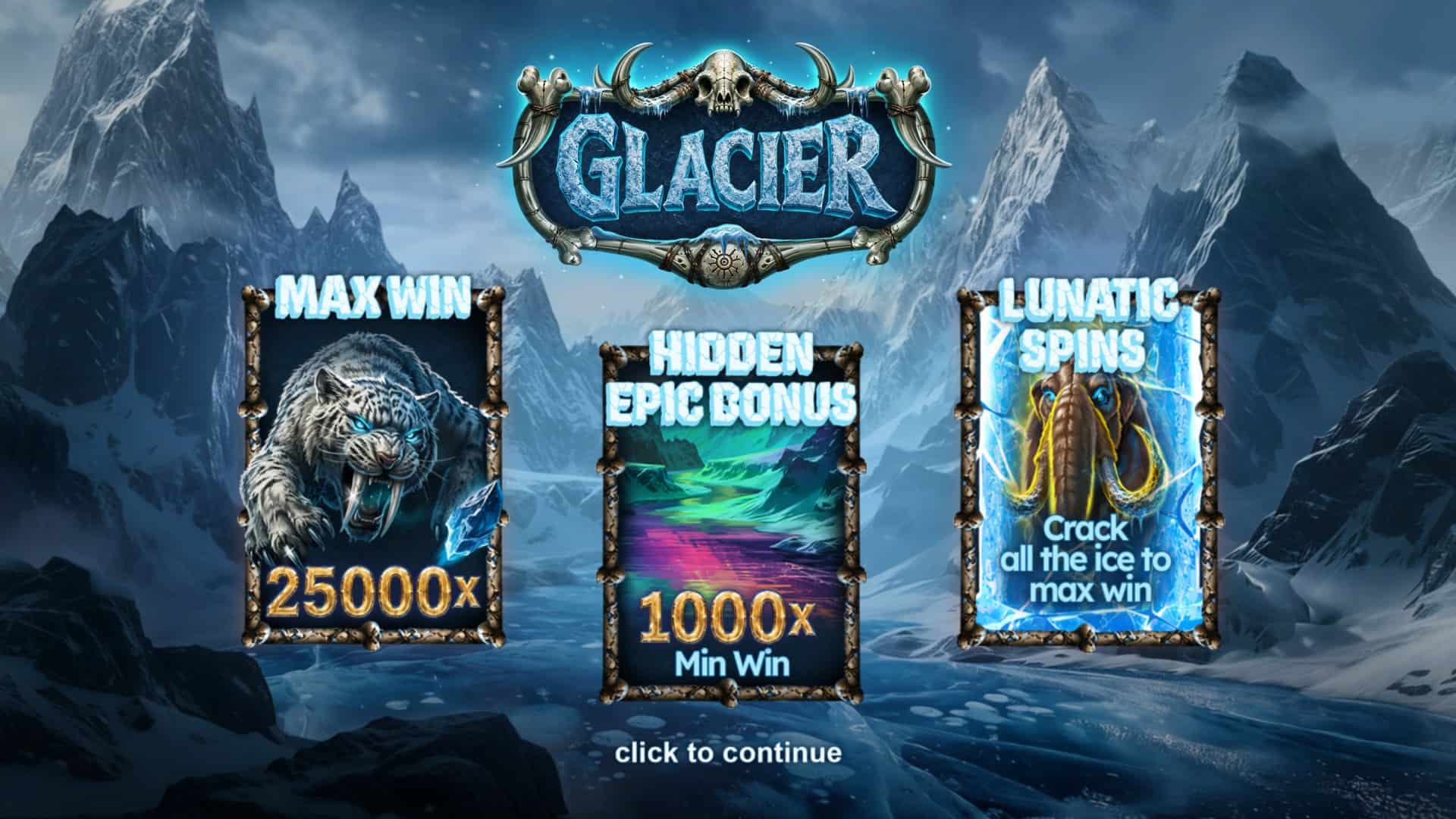 Glacier slot intro screen