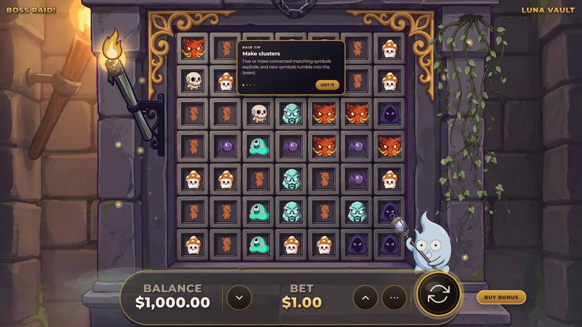 Boss Raid! slot gameplay reels