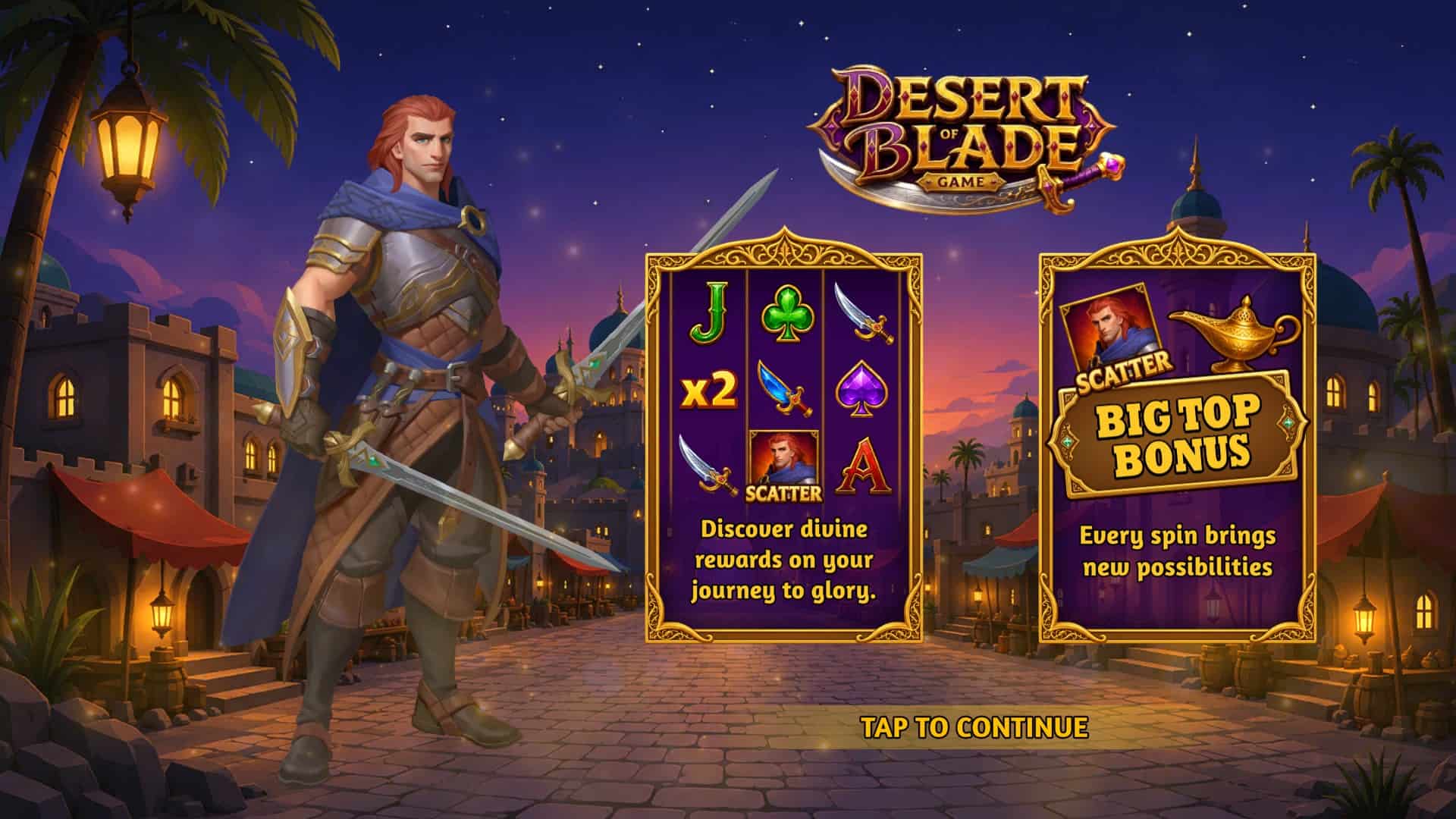 Desert Blade slot intro screen