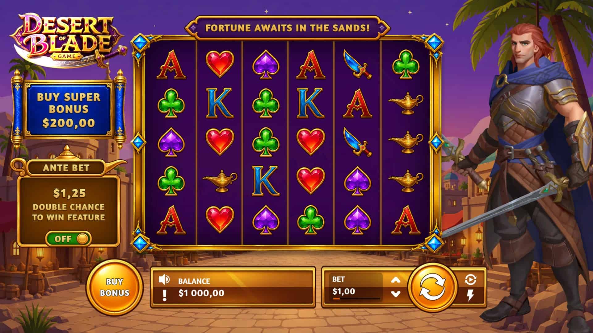 Desert Blade slot gameplay reels