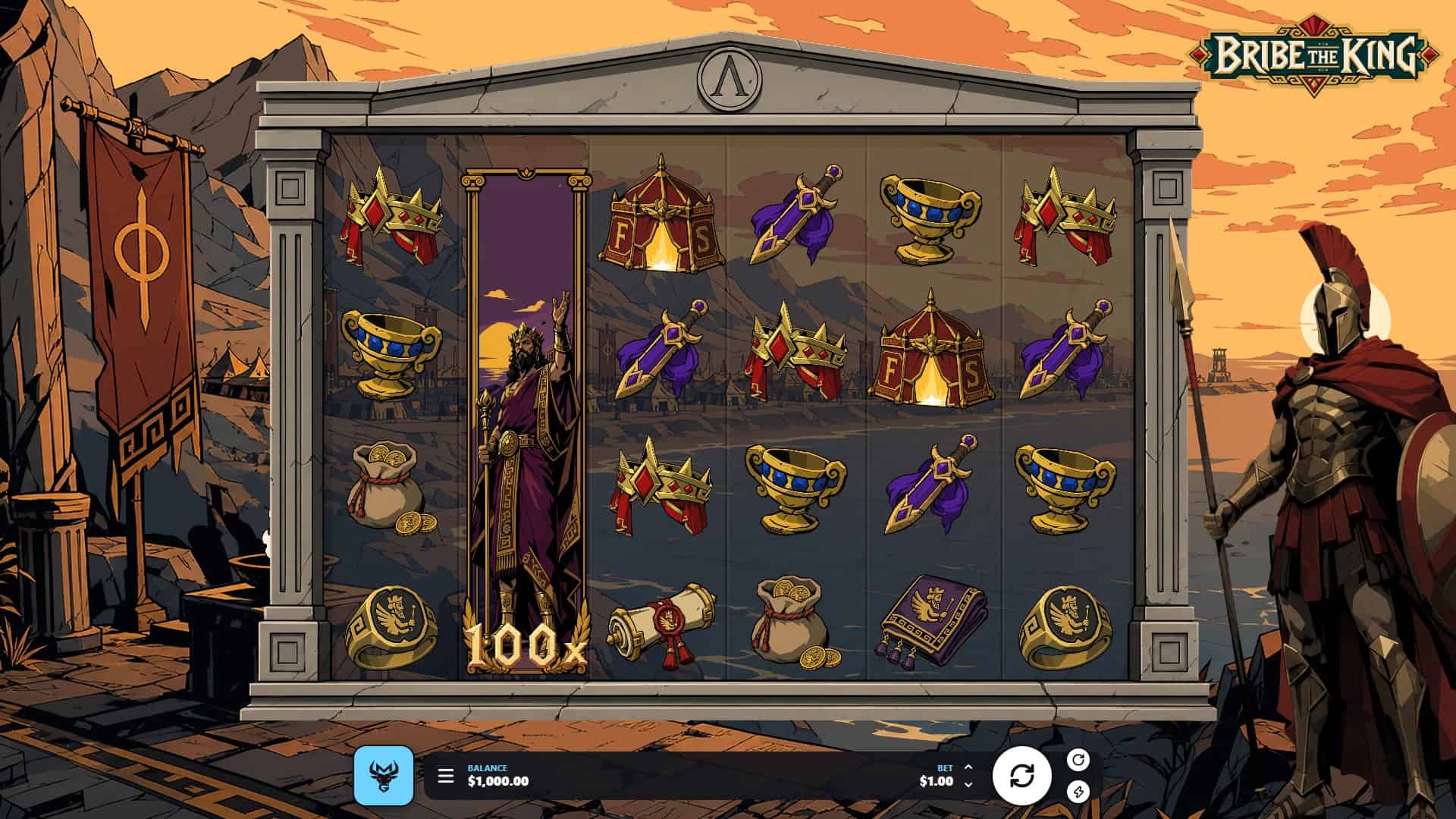 Bribe The King slot gameplay reels