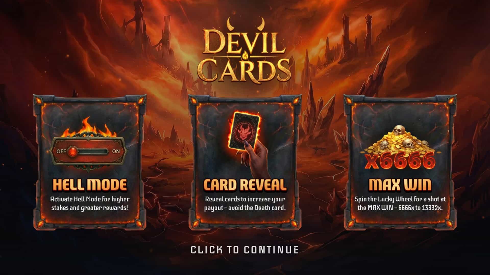 Devil Cards slot intro screen
