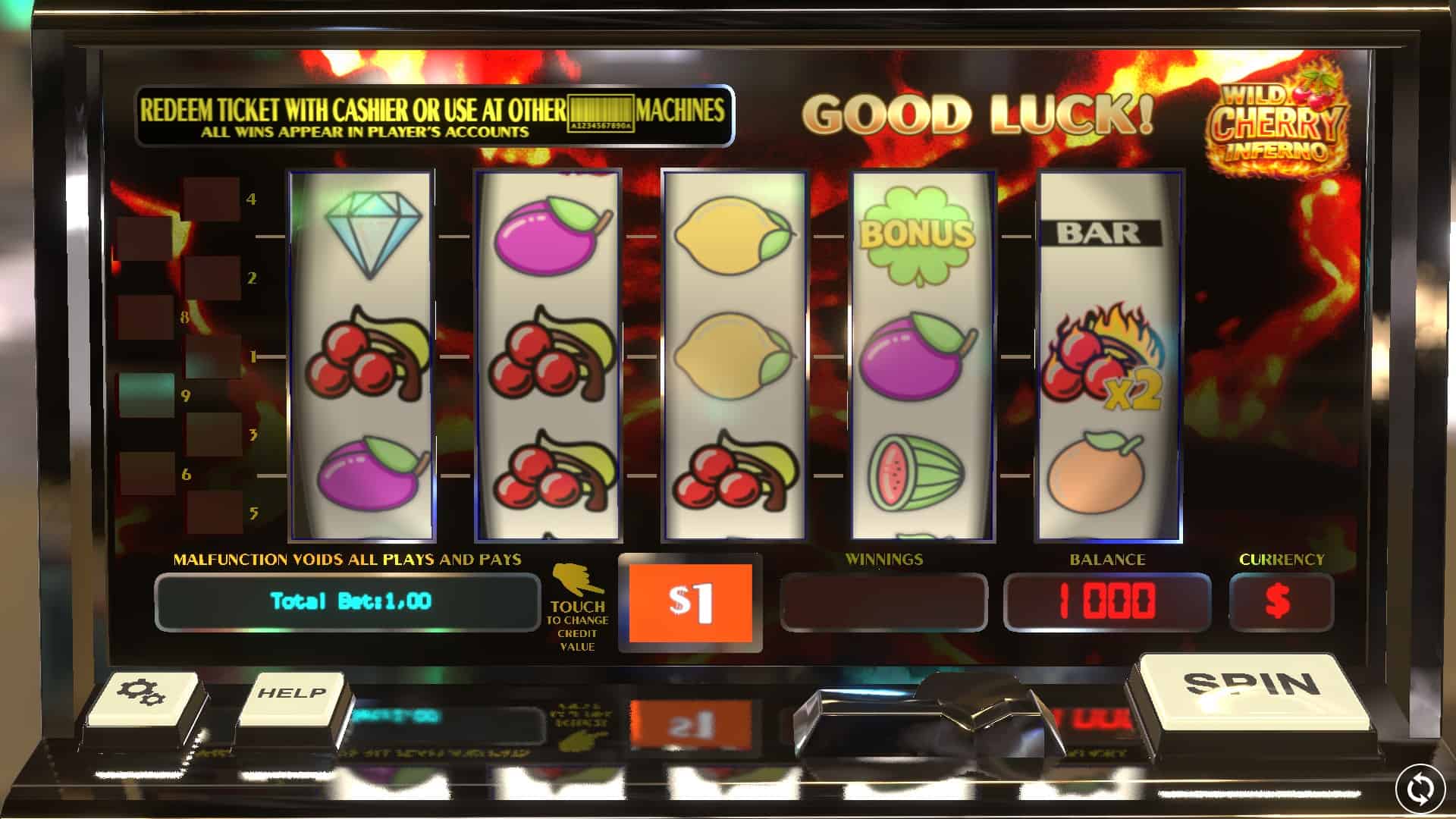 Wild Cherry Inferno slot gameplay reels