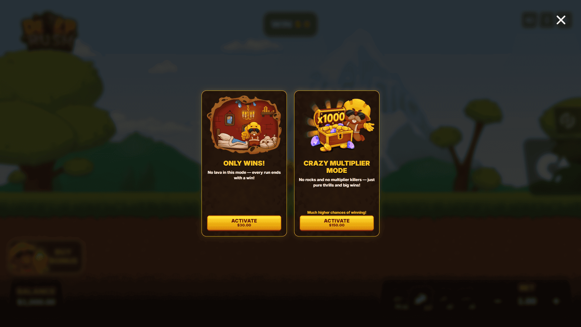 Deep Rush bonus buy menu