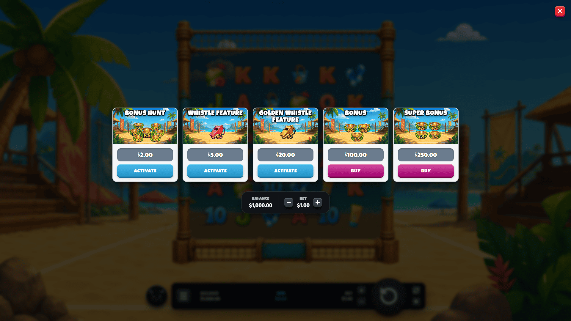 Volley Heat bonus buy menu