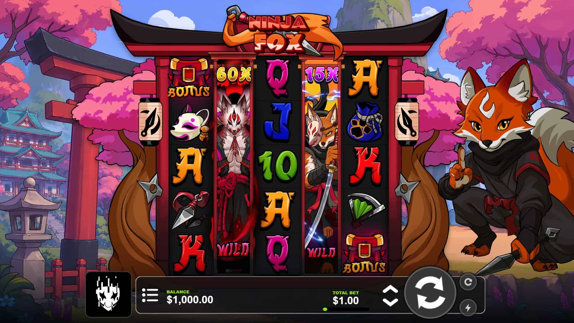 Ninja Fox slot gameplay reels