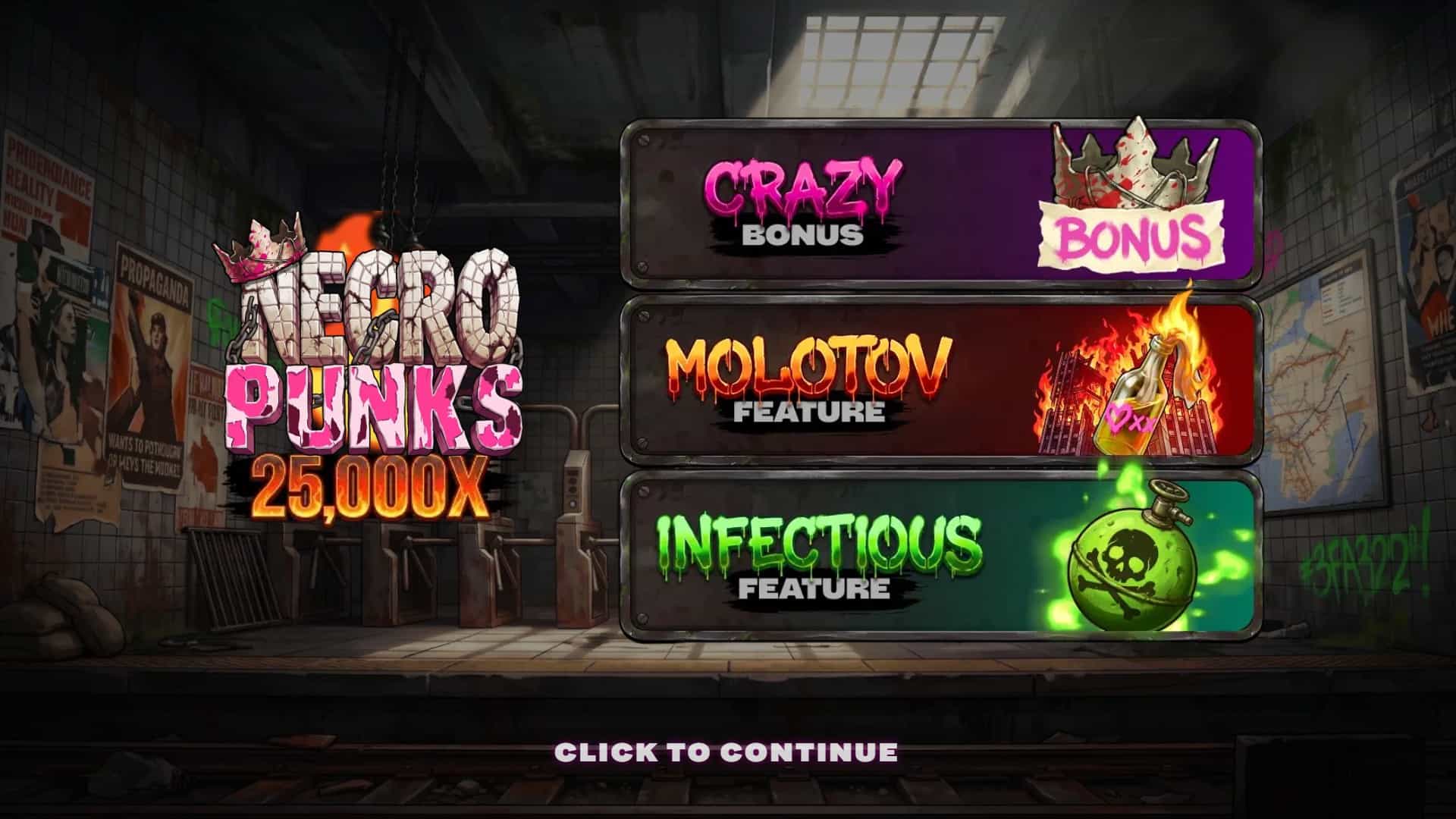 Necro Punks slot intro screen