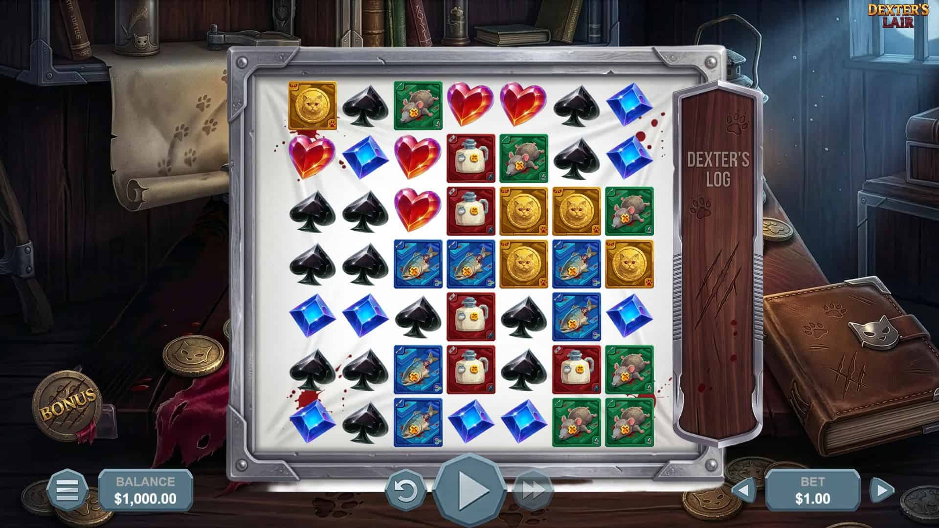 Dexters Lair slot gameplay reels