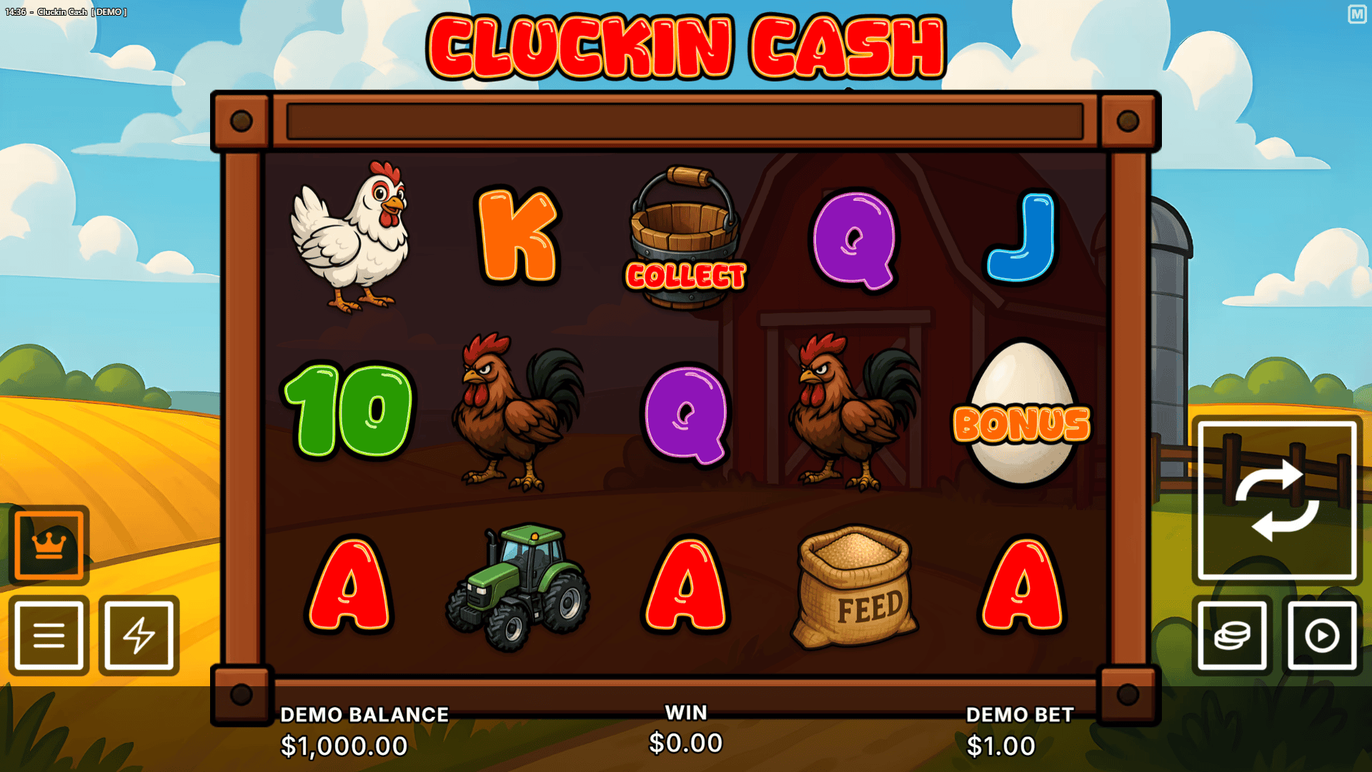 Cluckin Cash slot gameplay reels
